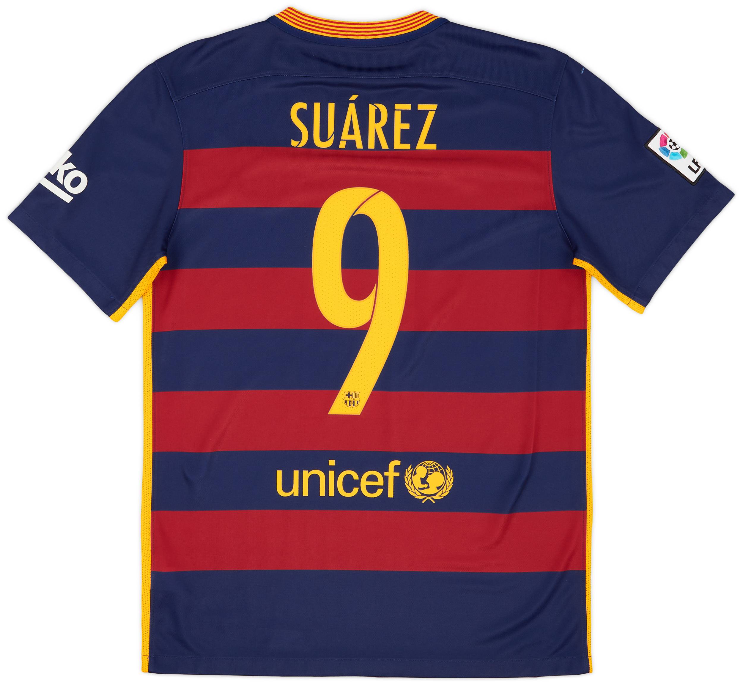 2015-16 Barcelona Home Shirt Suarez #9 - 6/10 - (M)