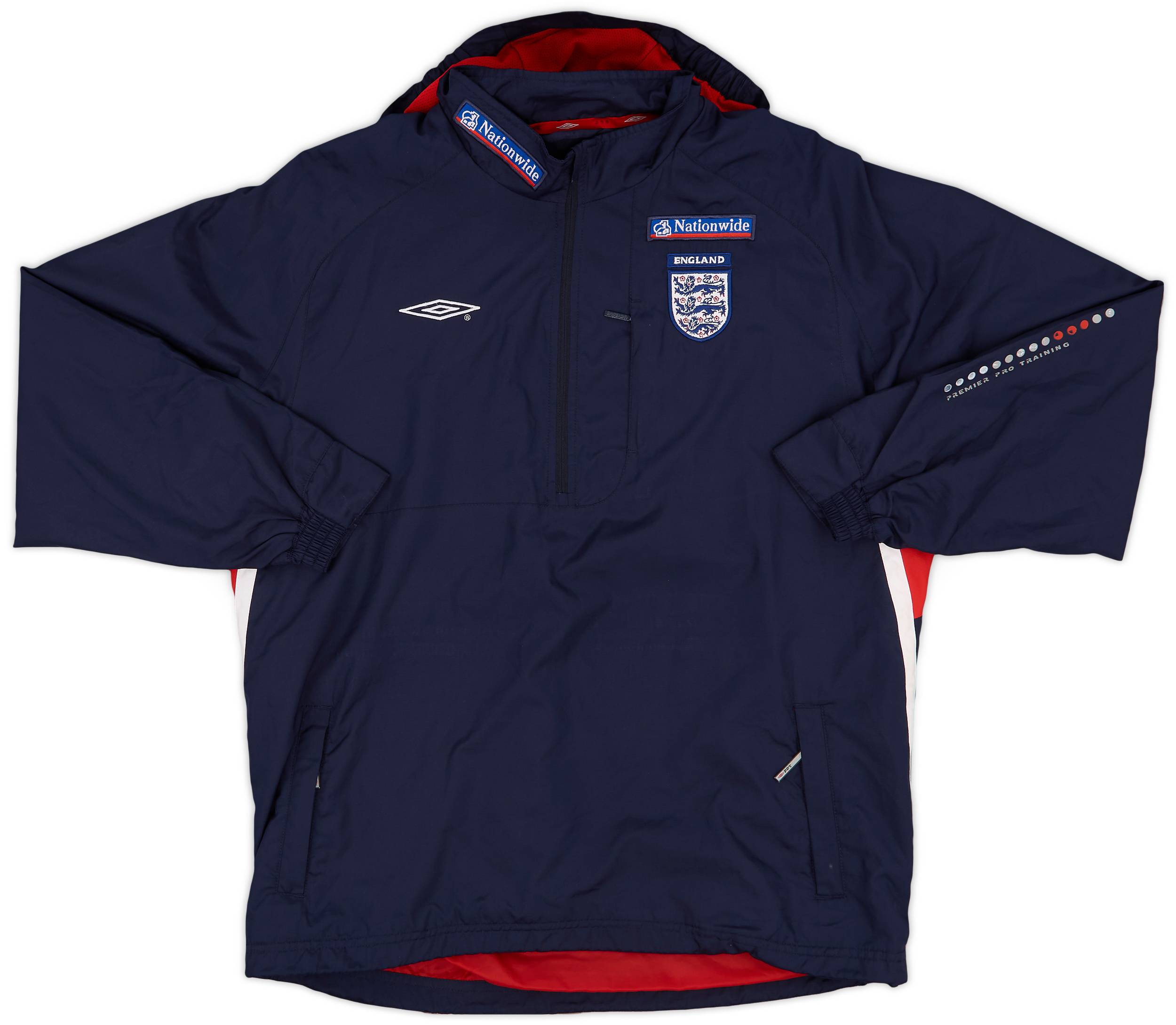 2004-05 England Umbro 1/4 Zip Hooded Rain Jacket - 9/10 - (XL.Boys)