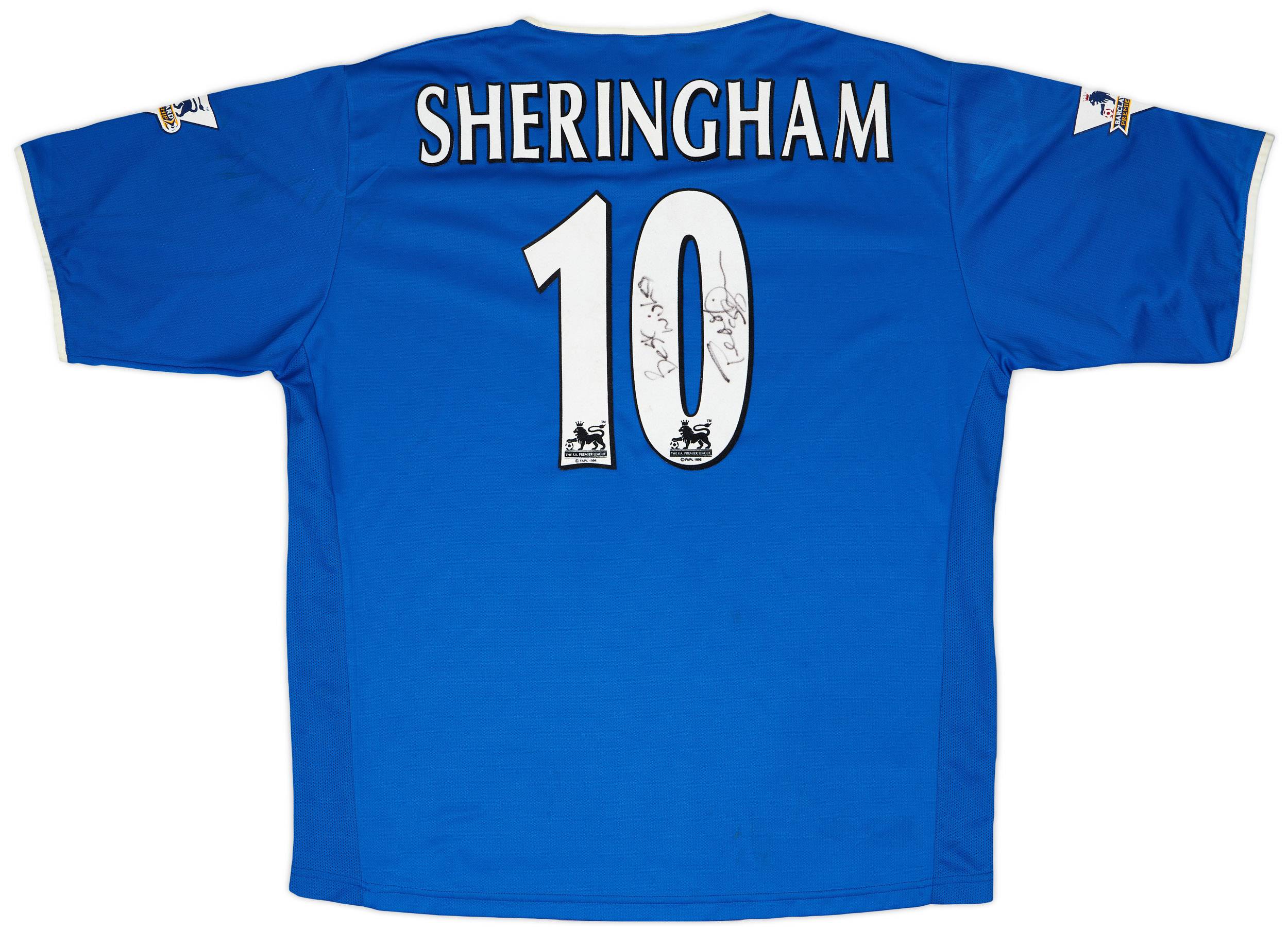 2003-04 Portsmouth Match Worn Signed Home Shirt Sheringham #10