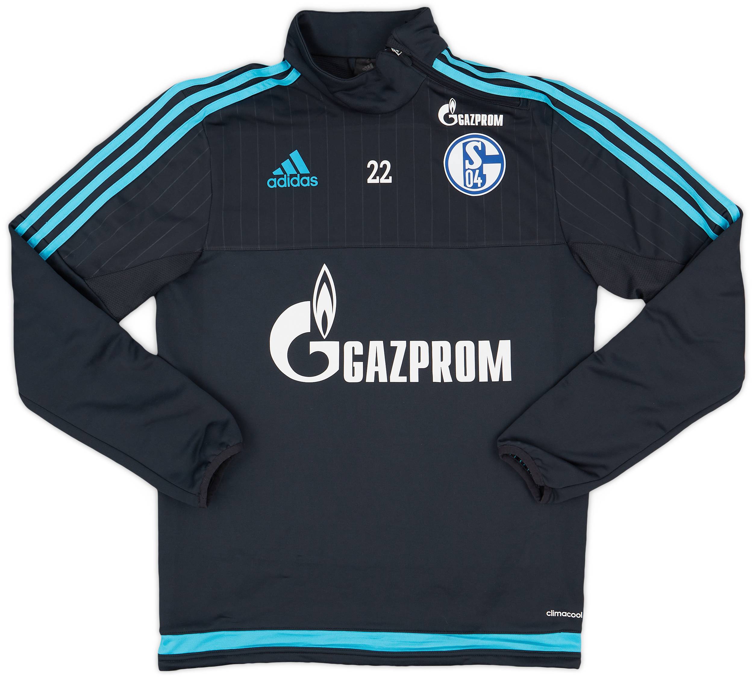 2015-16 Schalke Player Issue adidas 1/4 Zip Sweat Top #22 - 9/10 - (S)