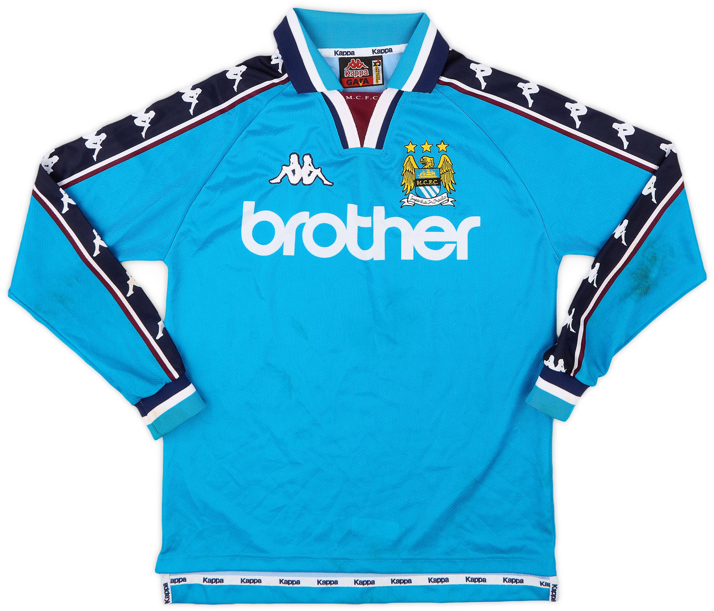 1997-99 Manchester City Home L/S Shirt - 9/10 - (XL.Boys)