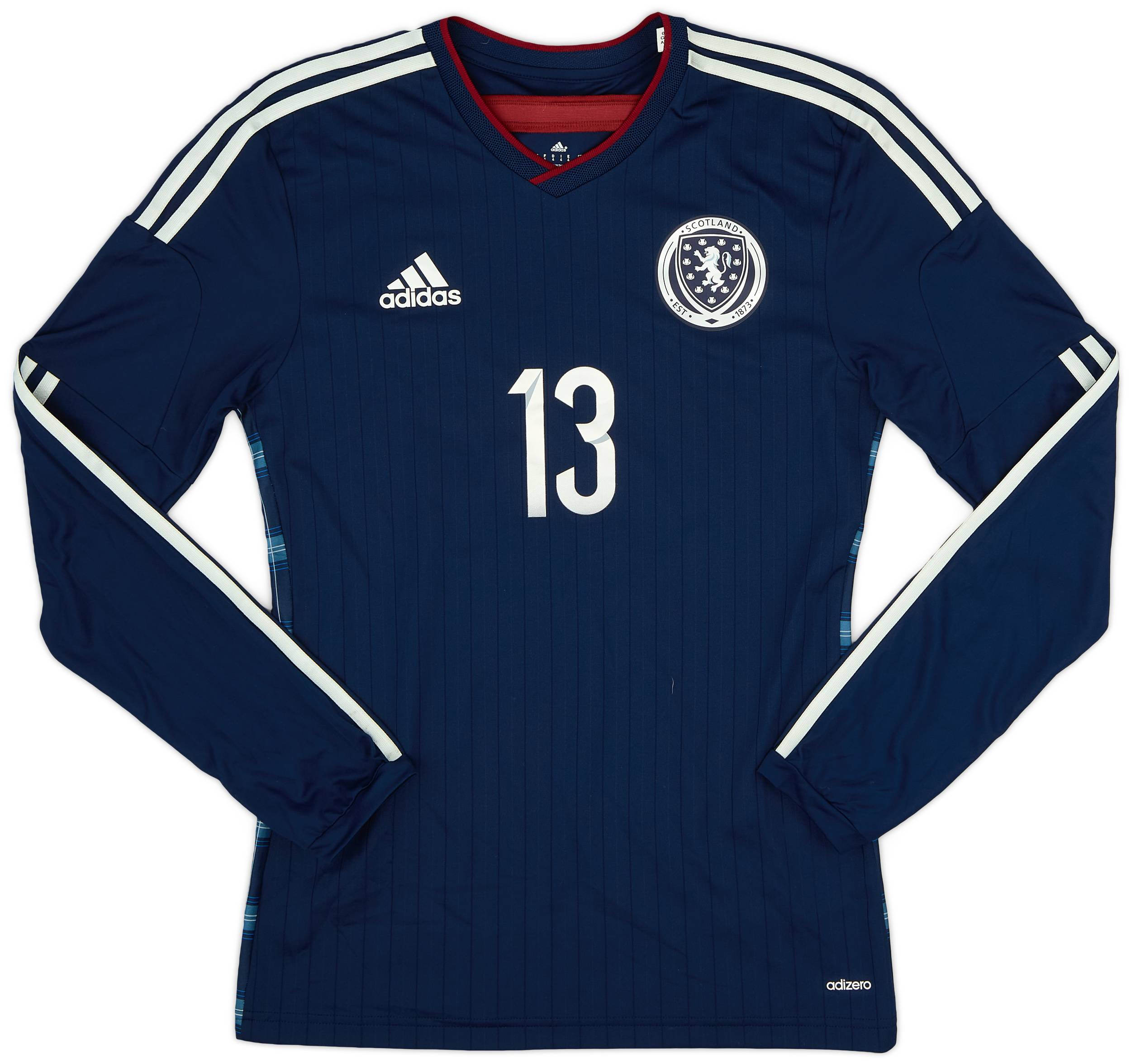 2014-15 Scotland Player Issue Home L/S Shirt #13 - 10/10 - (S)