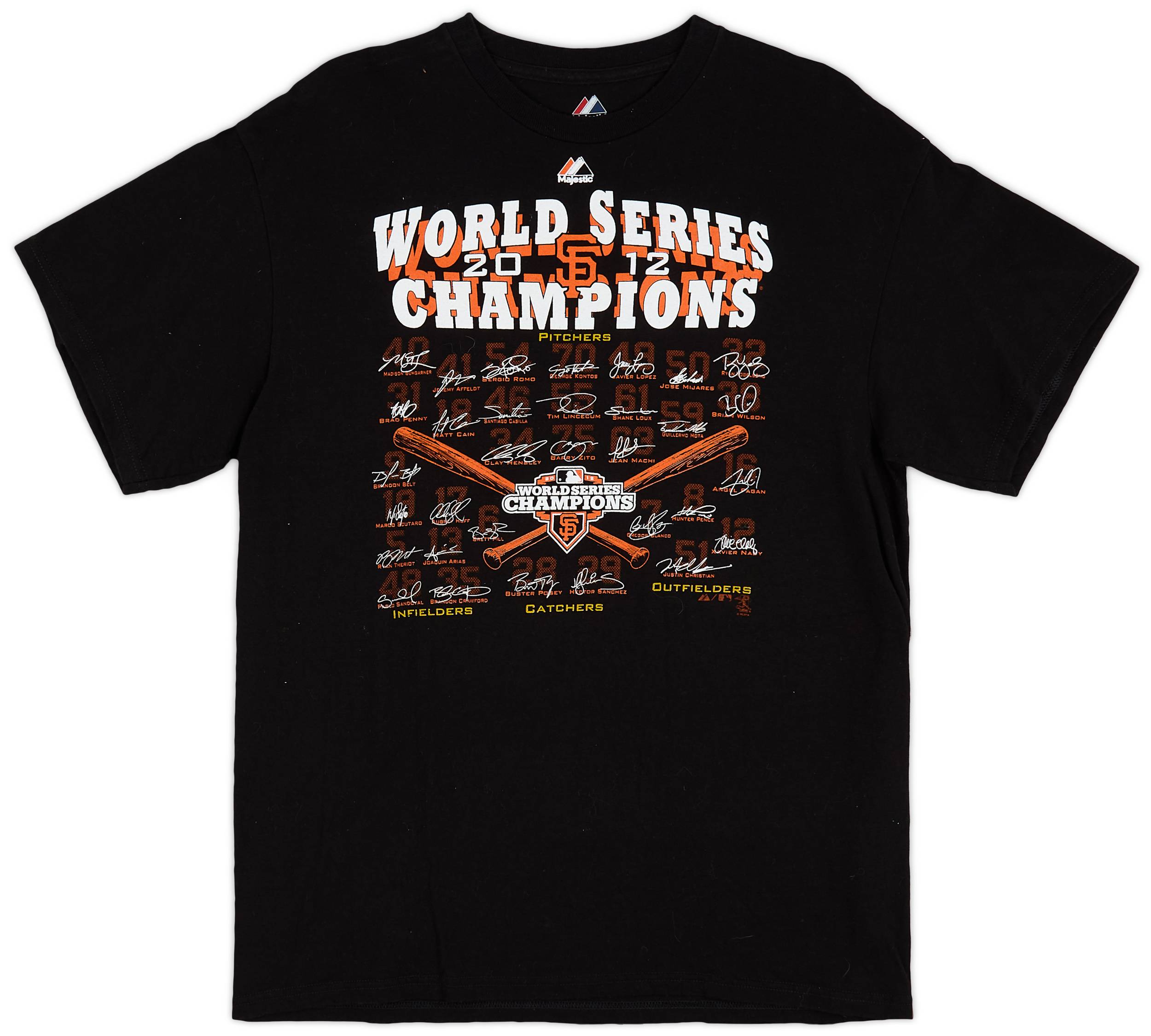2012 San Francisco Giants World Series Champions Majestic Tee 8 10 L