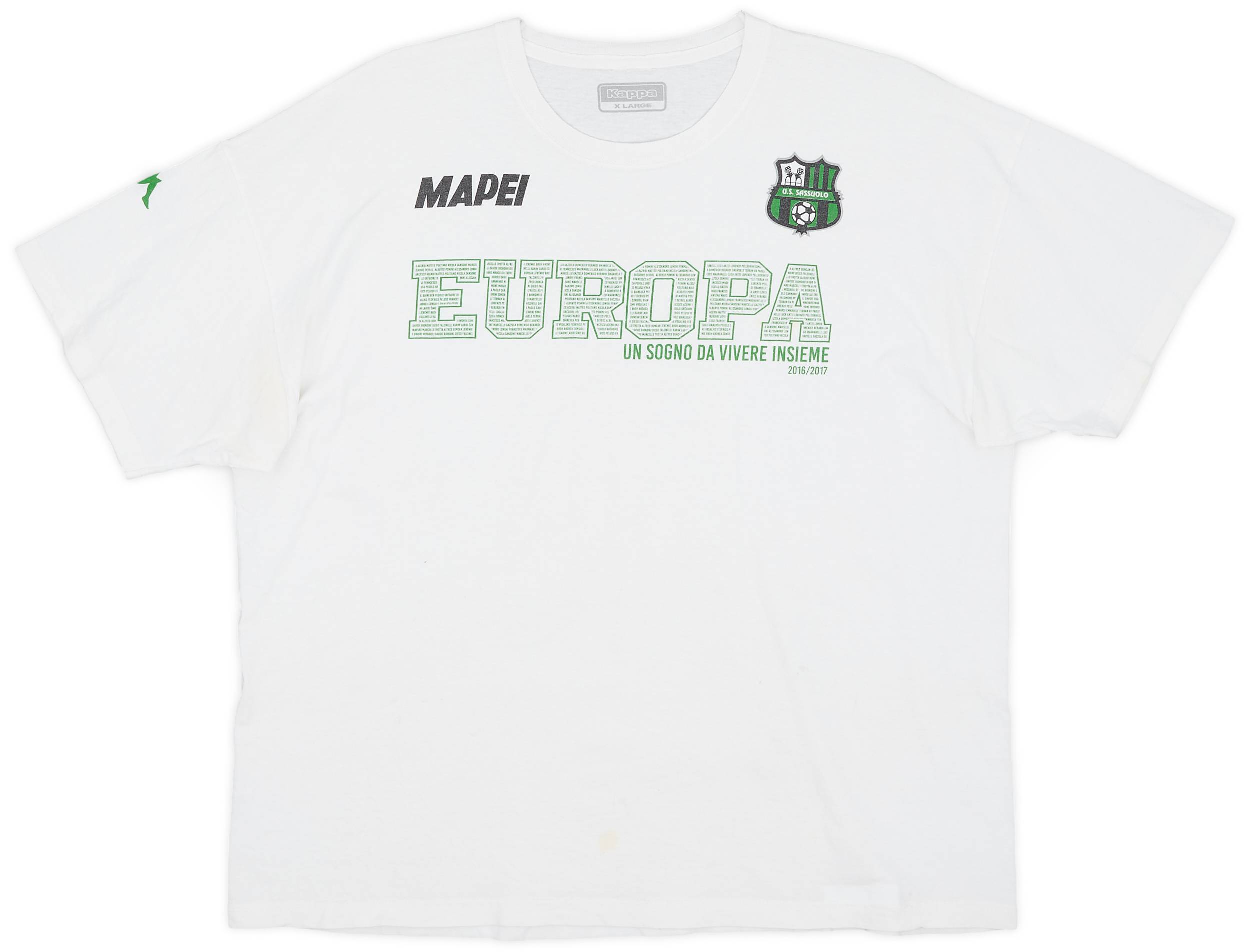 2016-17 Sassuolo Kappa Cotton Tee - 7/10 - (XL)