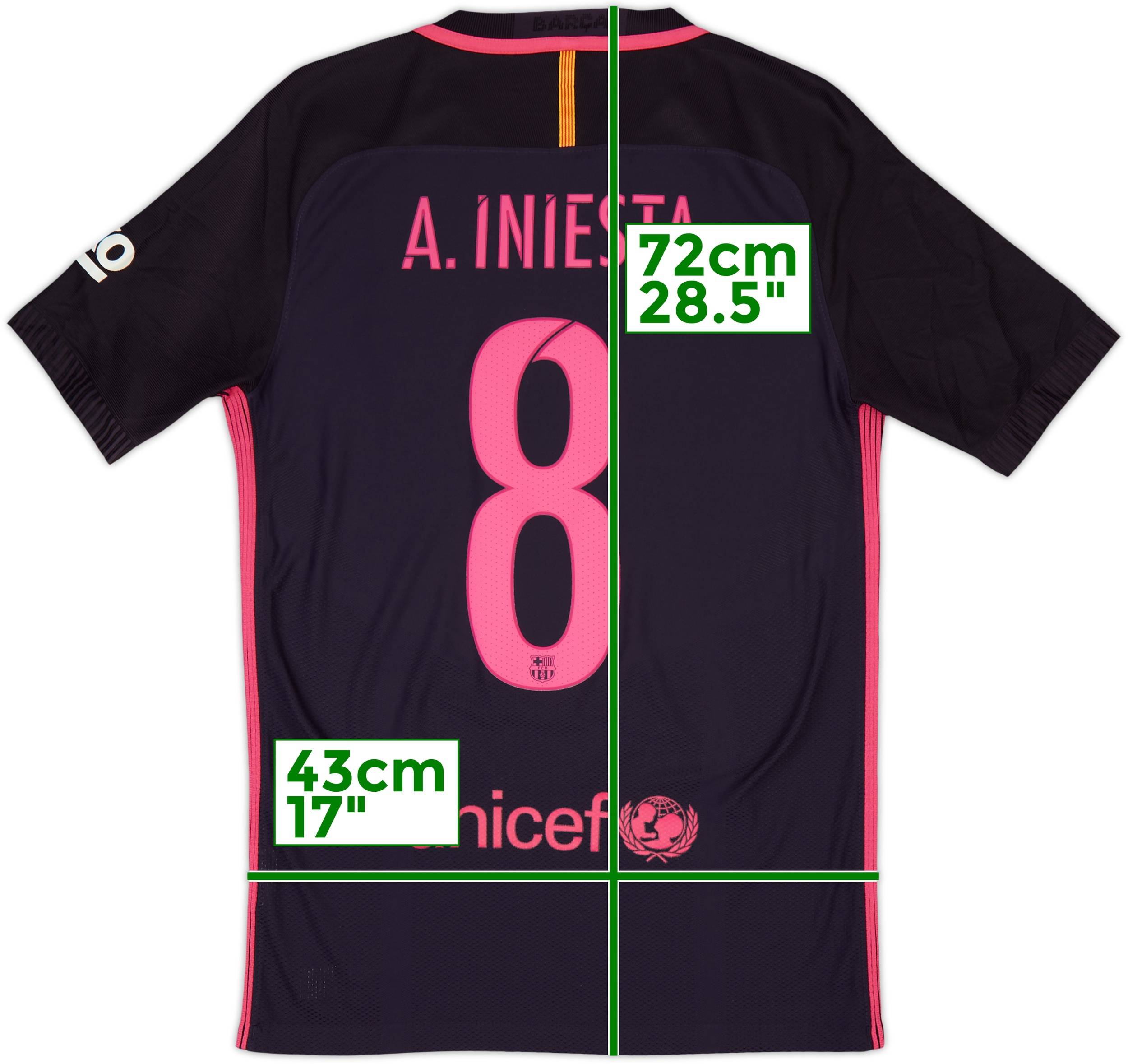 2016-17 Barcelona Authentic Away Shirt A.Iniesta #8 - 6/10 - (S)