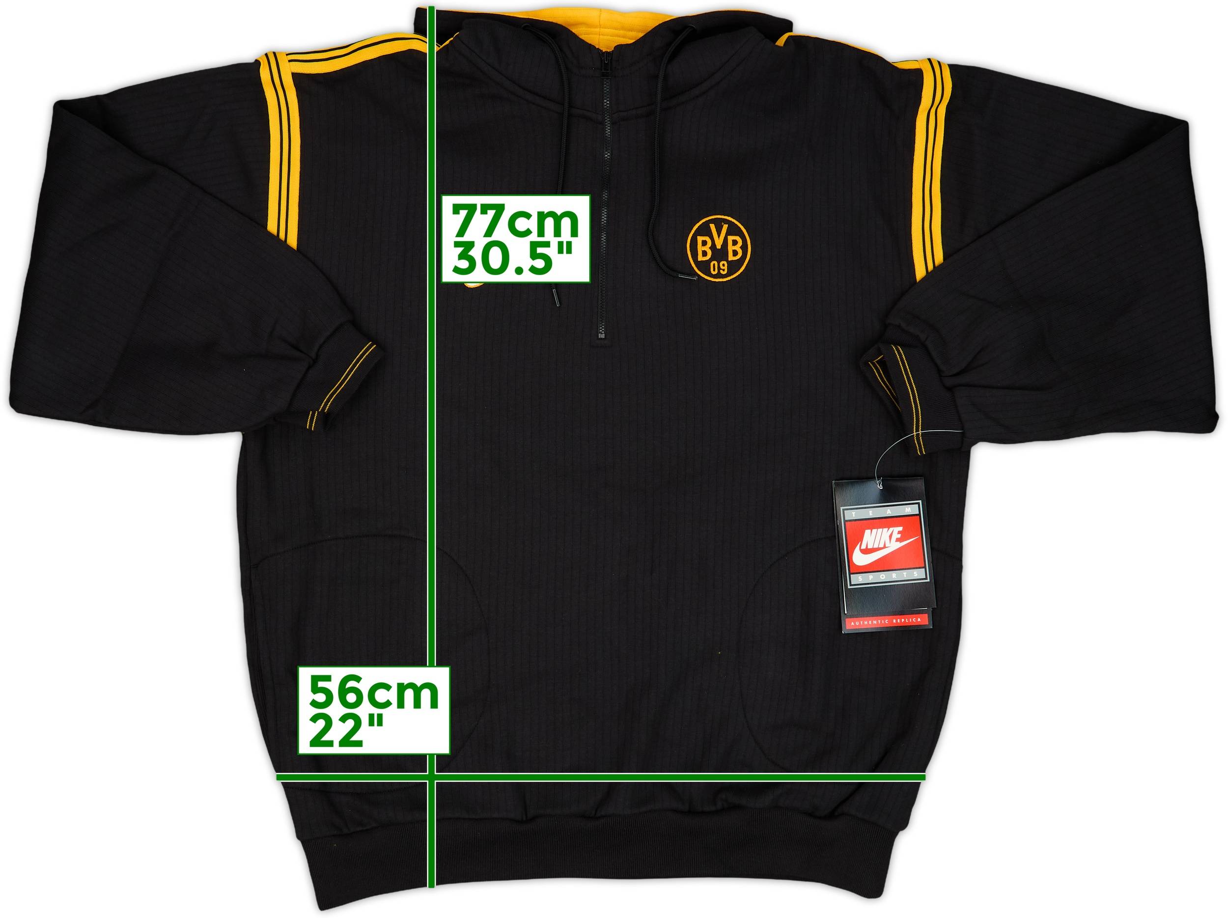 Nike ドルトムント ブラック スウェット L 1998-00 Borussia Dortmund Nike 1/4 Zip Hooded Sweat Top (L)