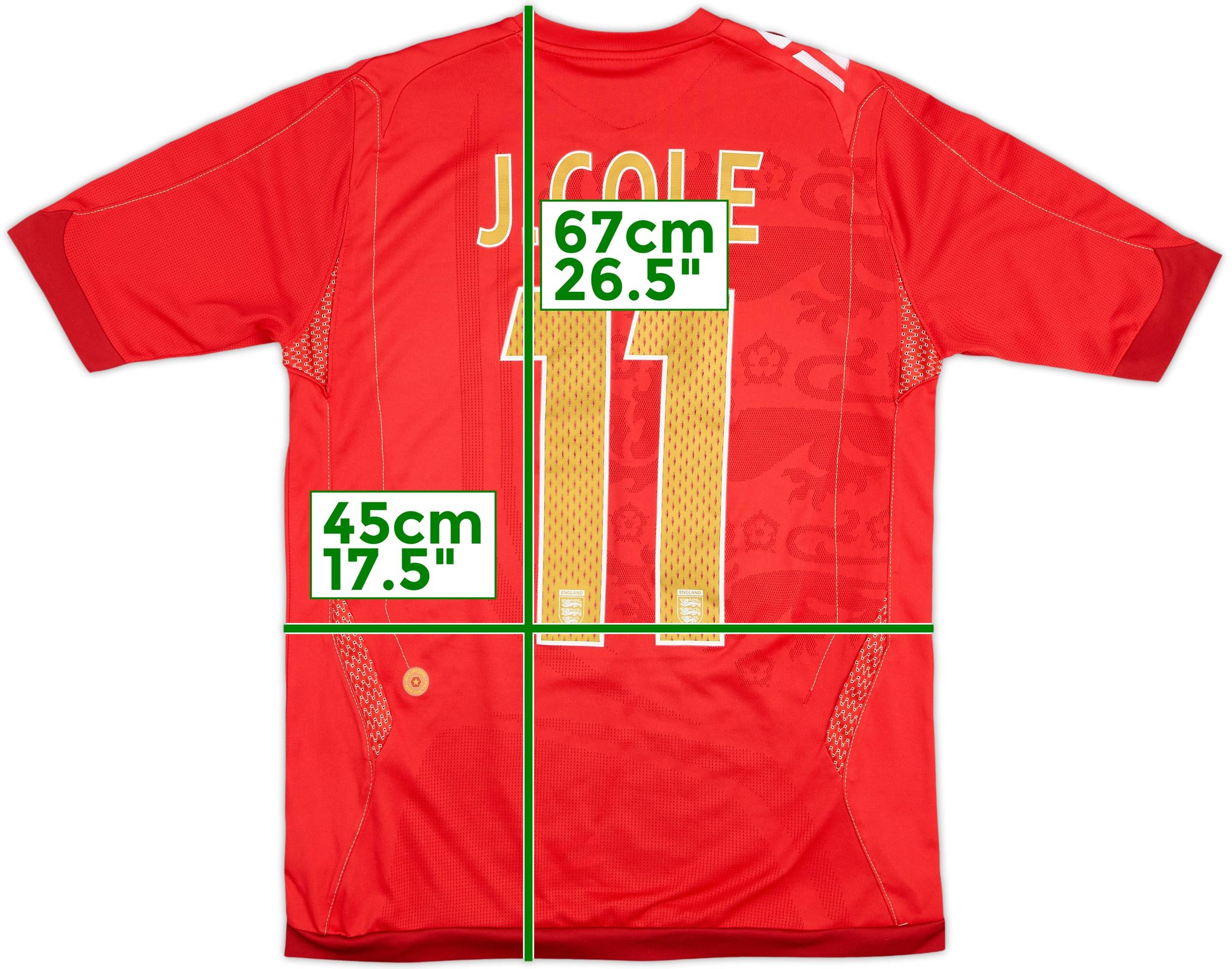 イングランド　England J.COLE 11 サッカーユニフォーム 2006-08 England Away Shirt J.Cole #11 - 9/10 - (XL.Boys)