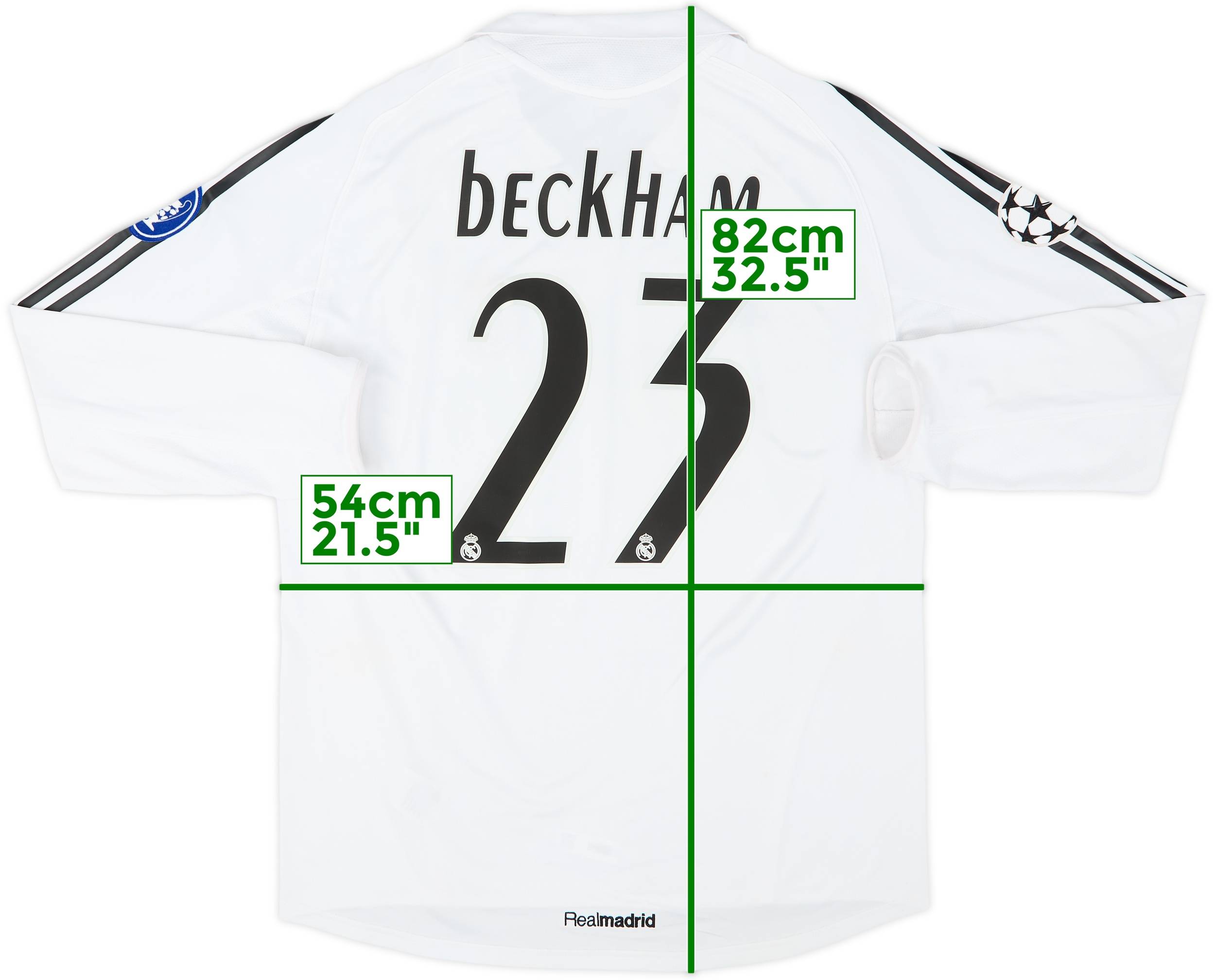 2005-06 Real Madrid Home L/S Shirt Beckham #23 - 5/10 - (L)