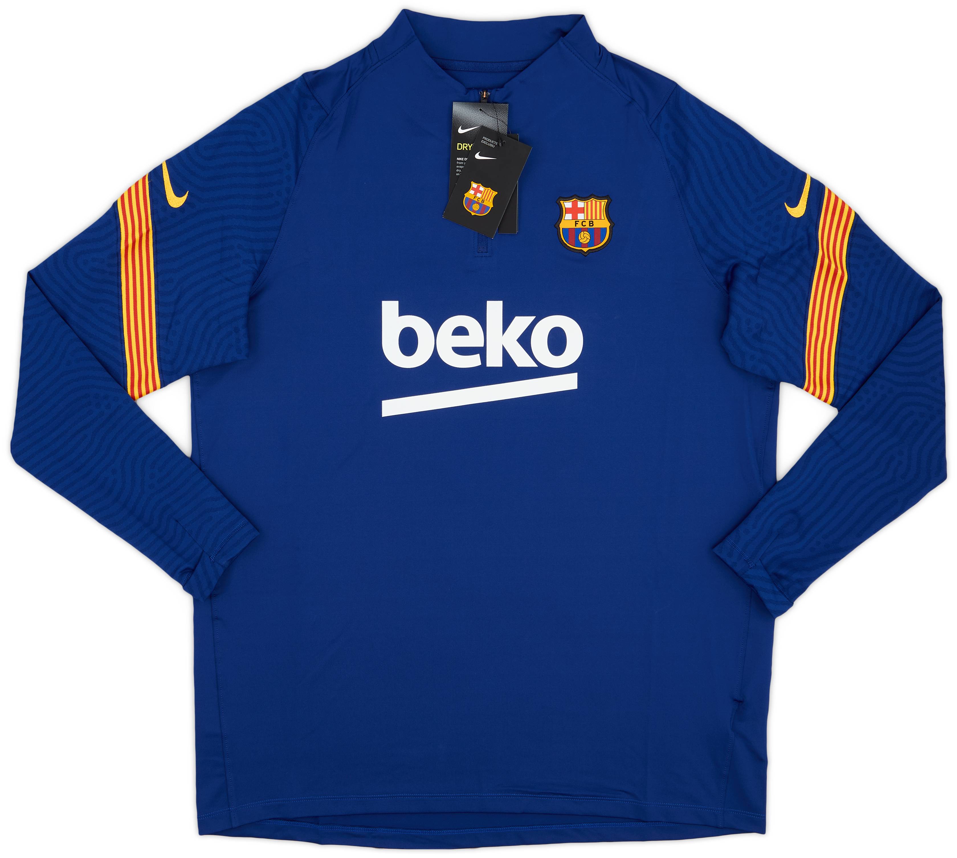 2020 21 Barcelona Blue Nike 1 4 Zip Training Top