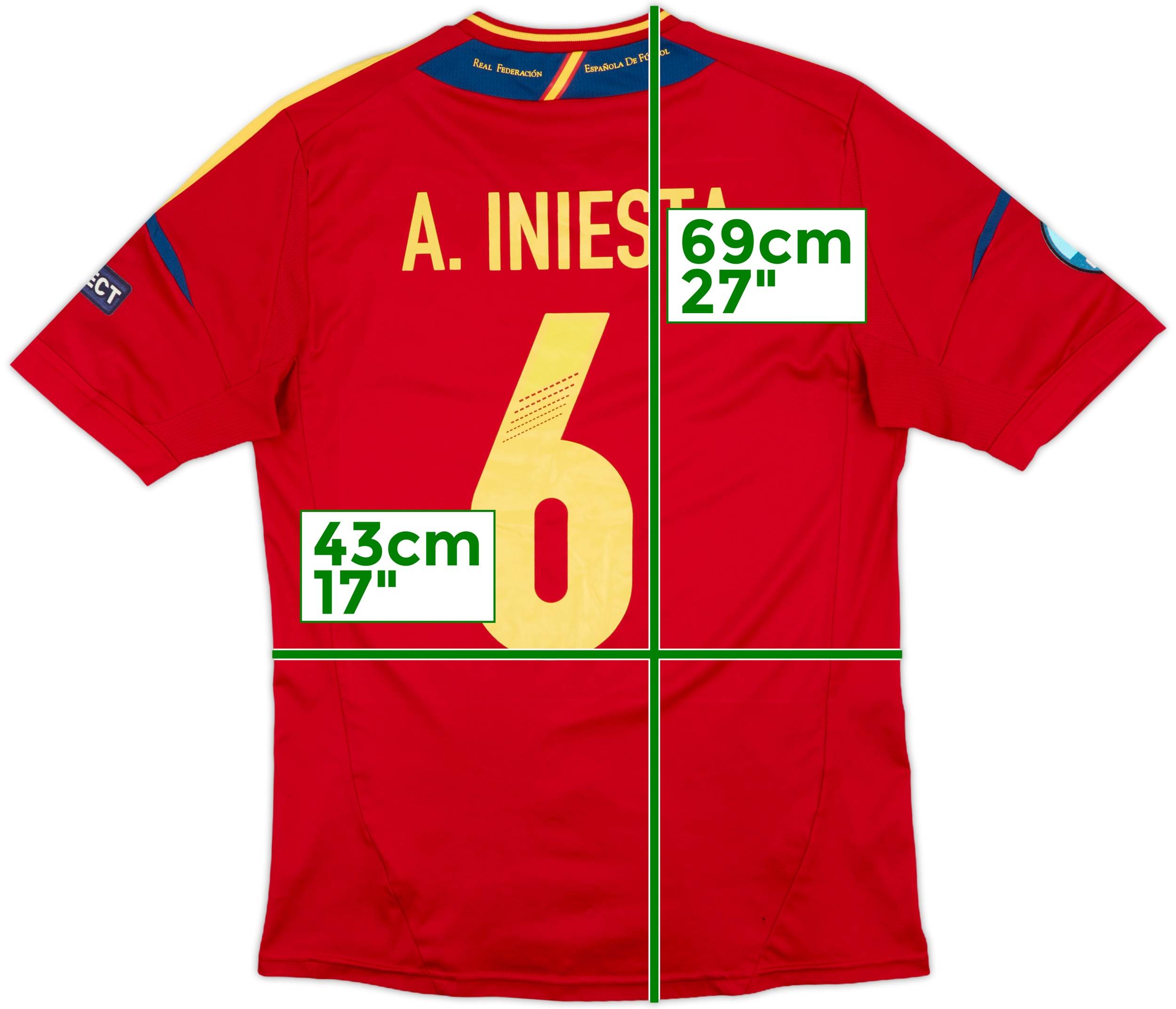 2011-12 Spain Home Shirt A.Iniesta #6 - 6/10 - (S)