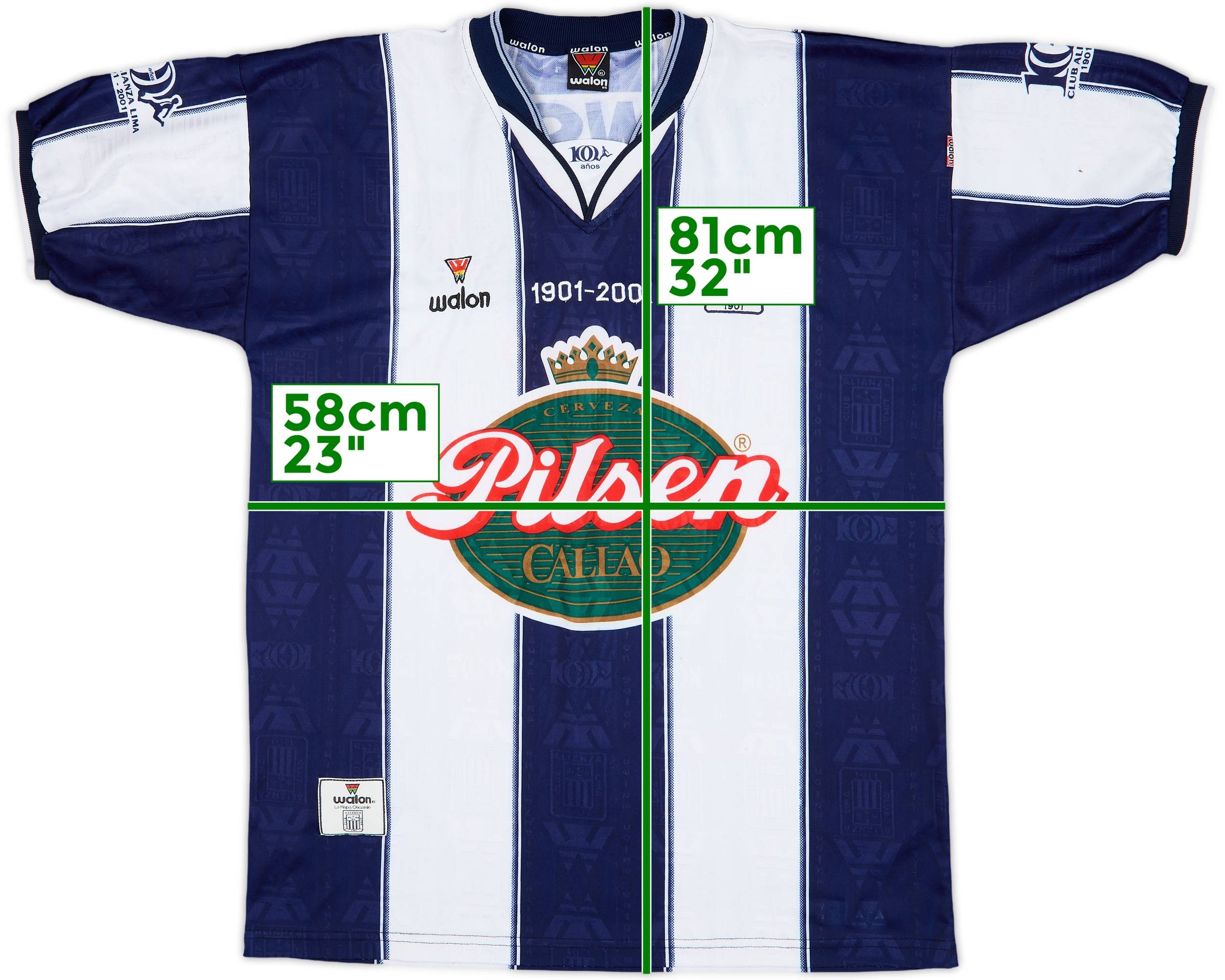 2001 Alianza Lima Centenary Home Shirt #7 - 9/10 - (XL)