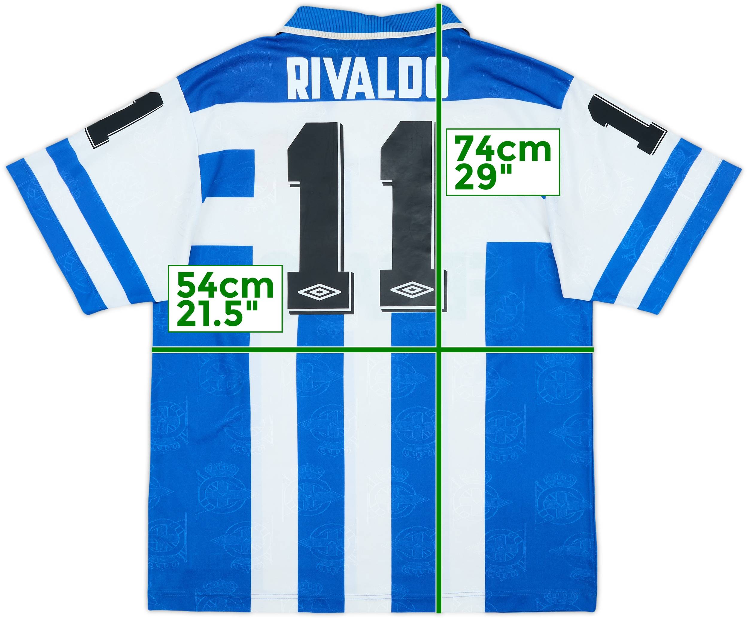 1994-97 Deportivo de La Coruna Home Shirt Rivaldo #11 - 7/10 - (L)