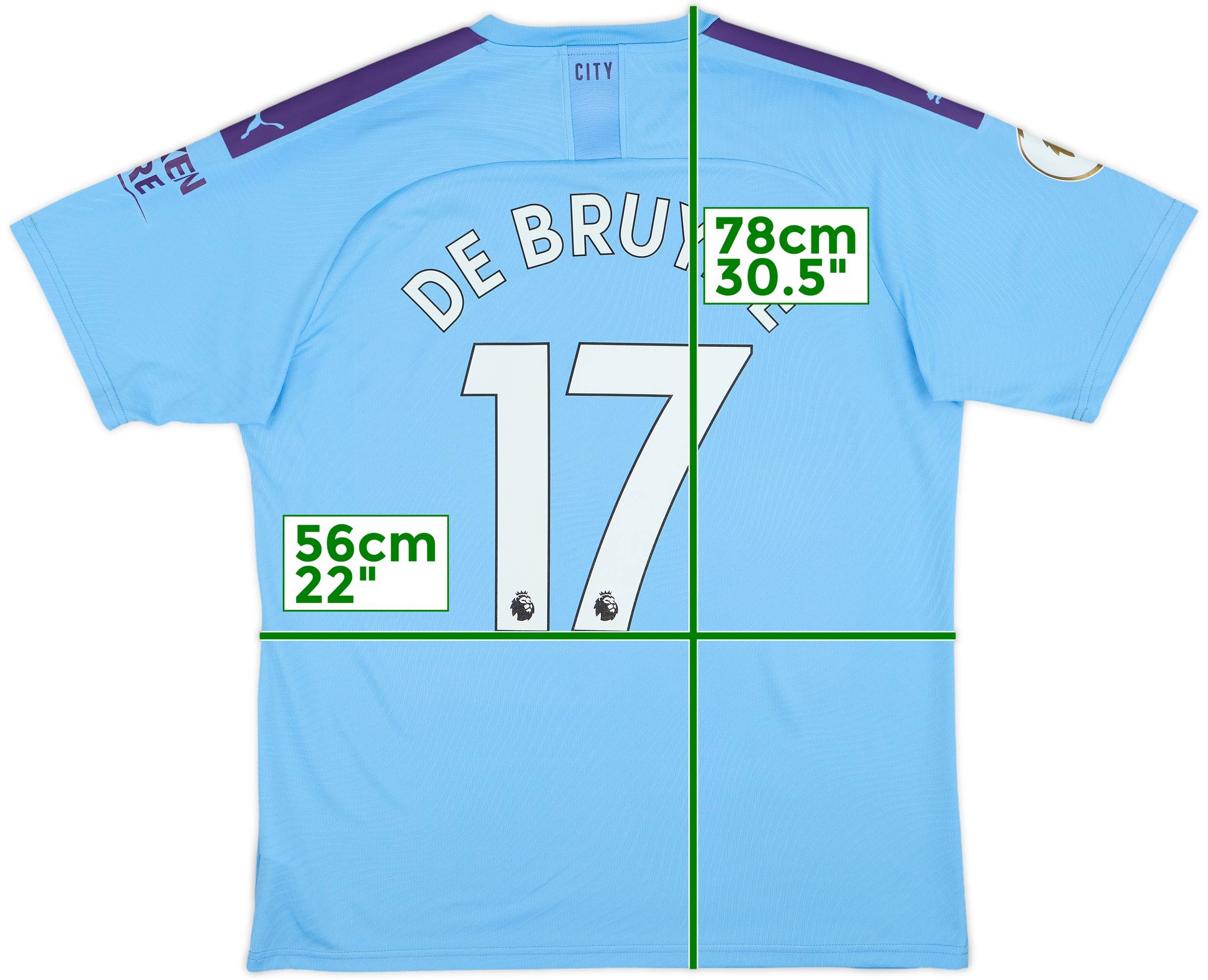 DE BRUYNE ユニフォーム 17番 【Mサイズ】 2019-20 Manchester City Home Shirt De Bruyne #17 - 8/10 - (XL)