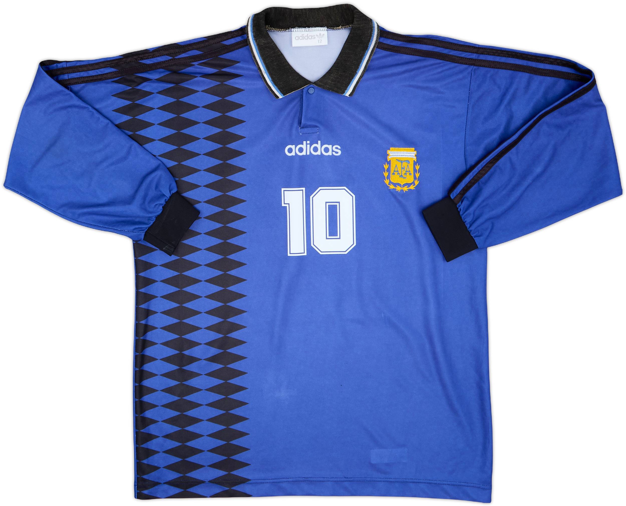 1994-97 Argentina Away L/S Shirt Maradona #10 - 8/10 - (L)