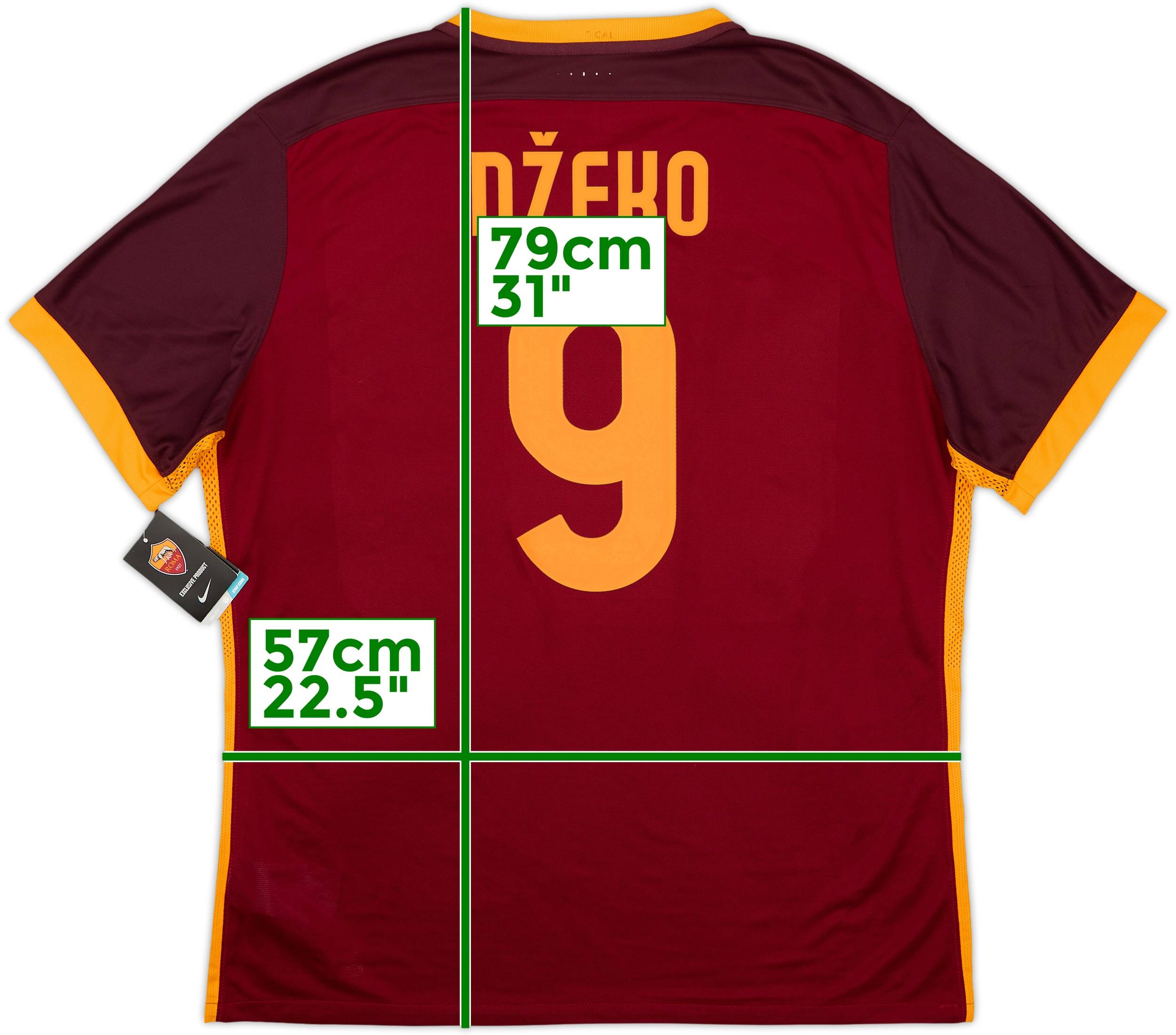 2015-16 Roma Authentic Home Shirt Dzeko #9 (XXL)