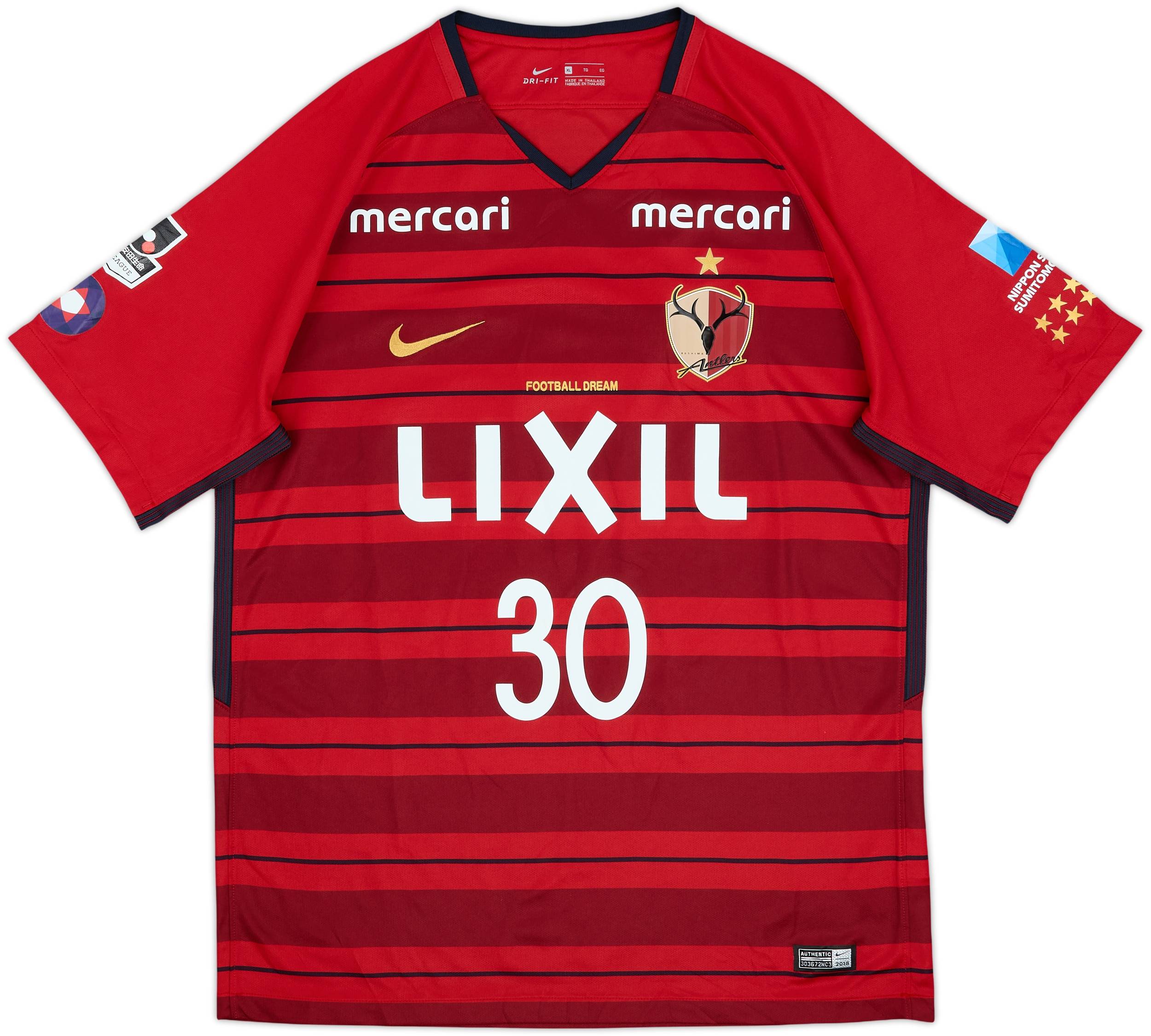 2018 Kashima Antlers Home Shirt Abe #30 - 8/10 - (L)