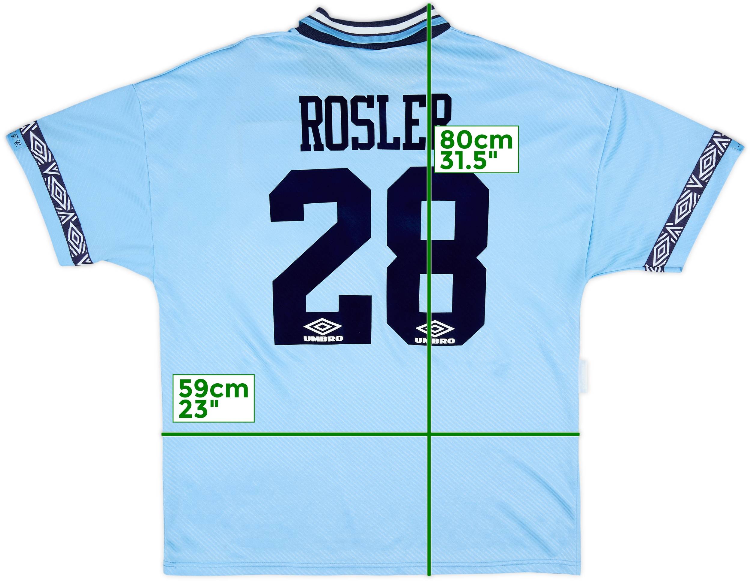 1993-95 Manchester City Home Shirt Rosler #28 - 8/10 - (XL)