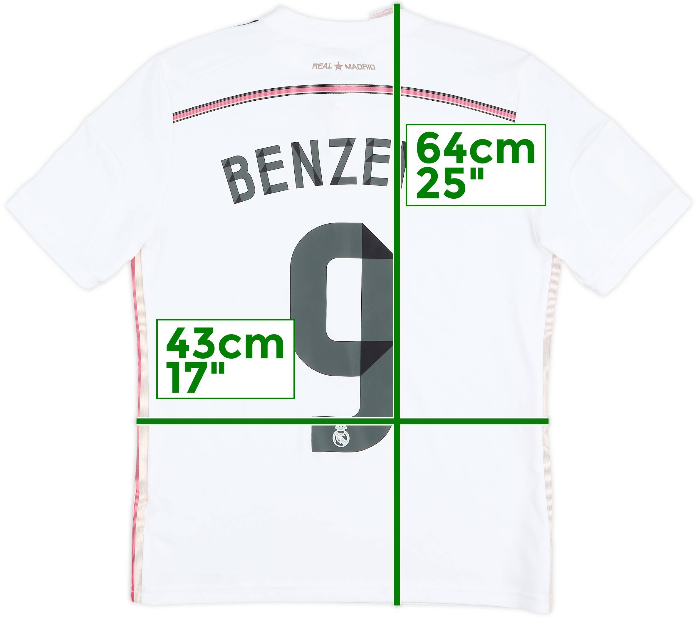 2014-15 Real Madrid Home Shirt Benzema #9 - 7/10 - (L.Boys)