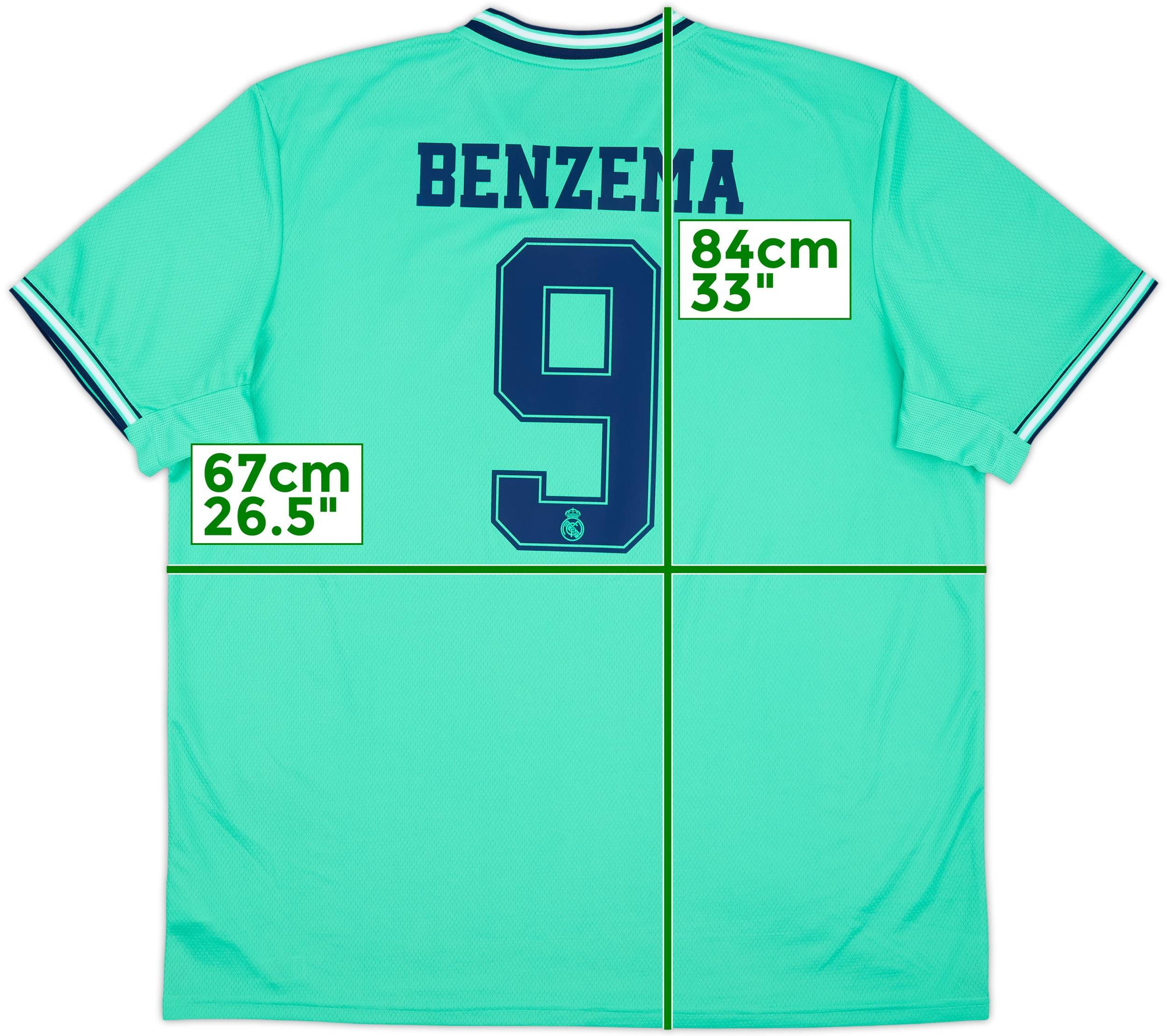 2019-20 Real Madrid Third Shirt Benzema #9 - 9/10 - (XXL)