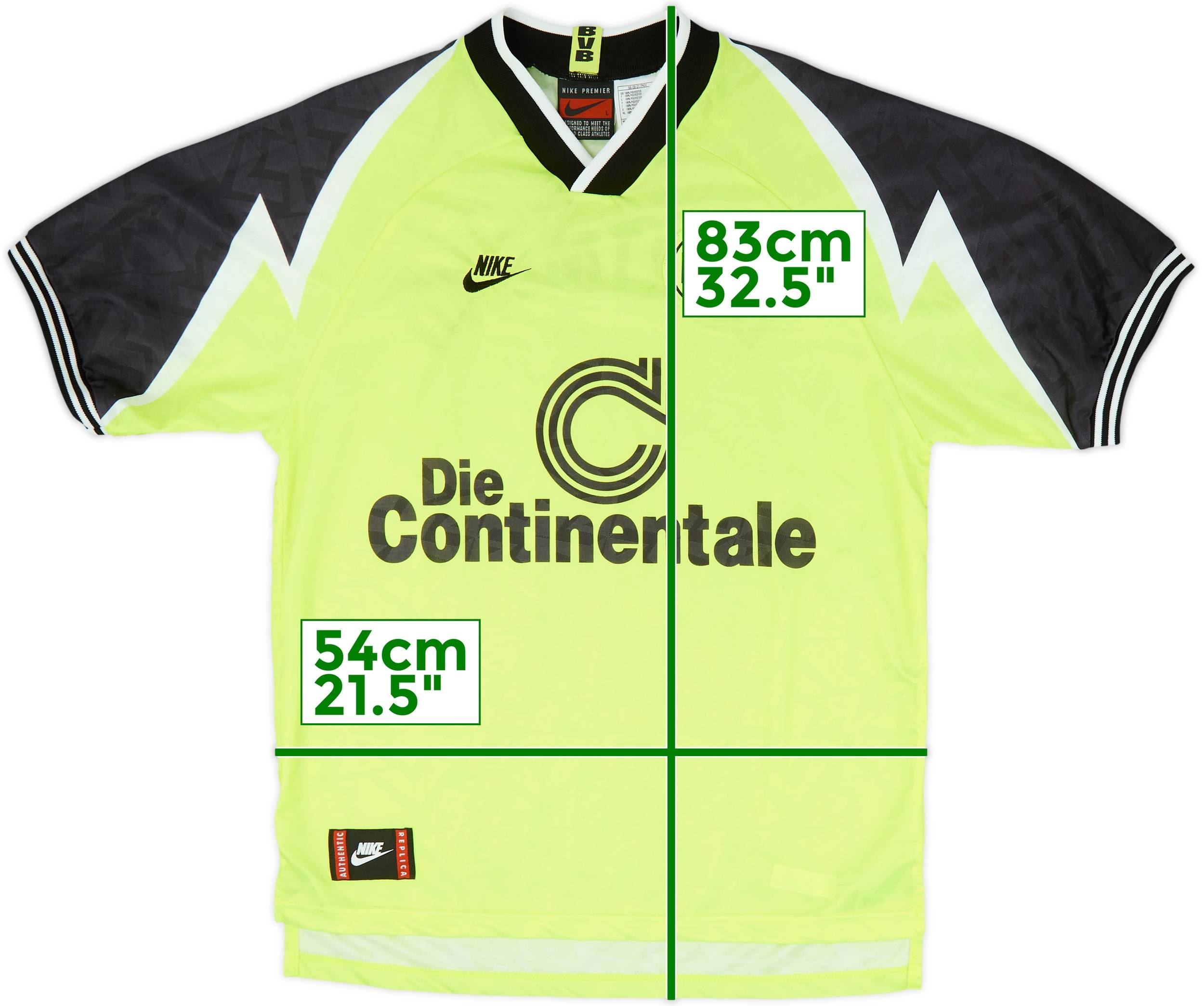 NIKE Borussia Dortmund 1995/96 サッカーシャツ 1995-96 Borussia Dortmund Home Shirt - 8/10 - (L)