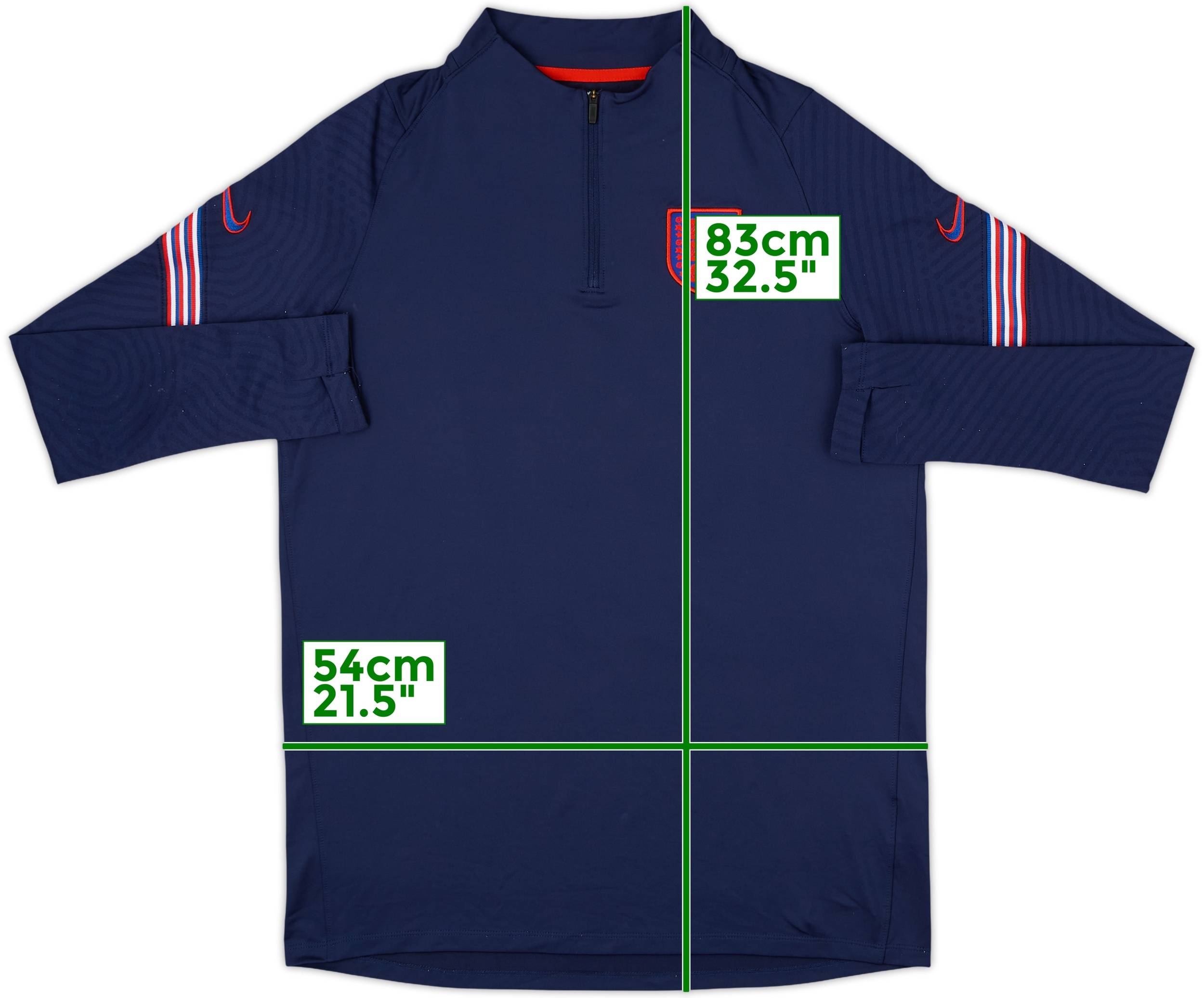 サッカー　シャツ　UK製 2020-21 England Nike 1/4 Zip Drill Top - 6/10 - (L)