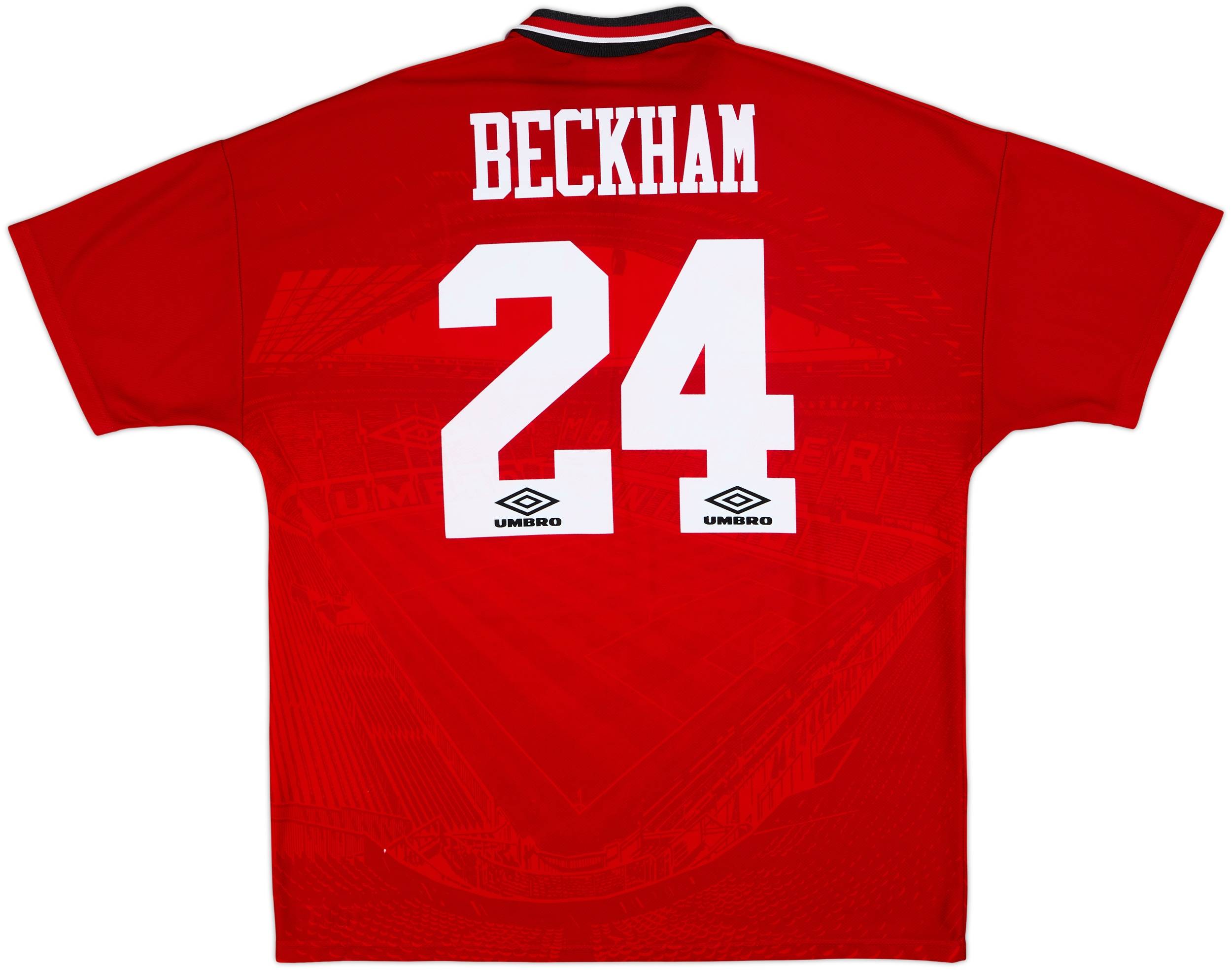 Manchester United ユニフォーム ベッカム　ホーム 1994-96 Manchester United Home Shirt Beckham #24 - 9/10 - (XL)