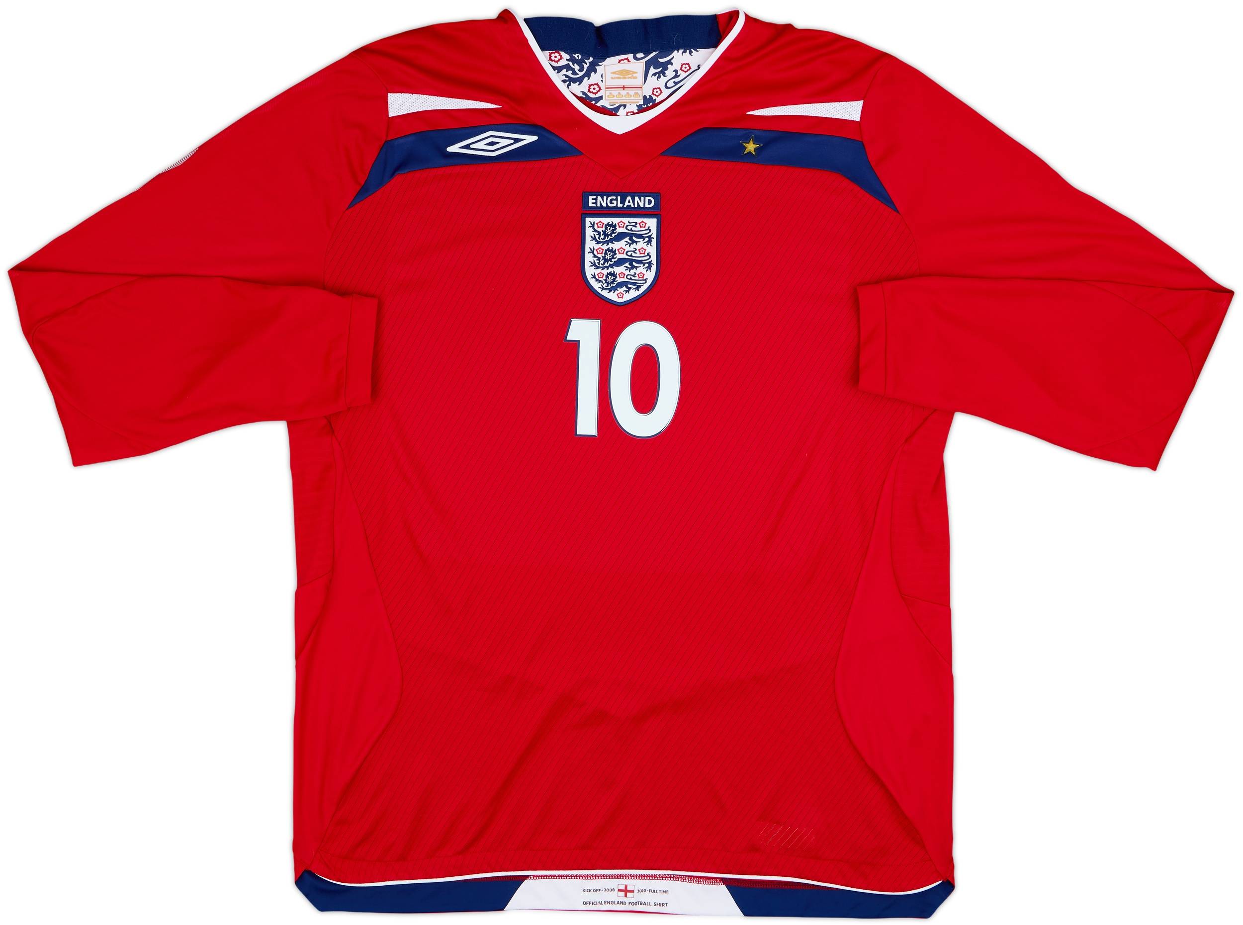 2008-10 England Away L/S Shirt Rooney #10 - 9/10 - (XL)