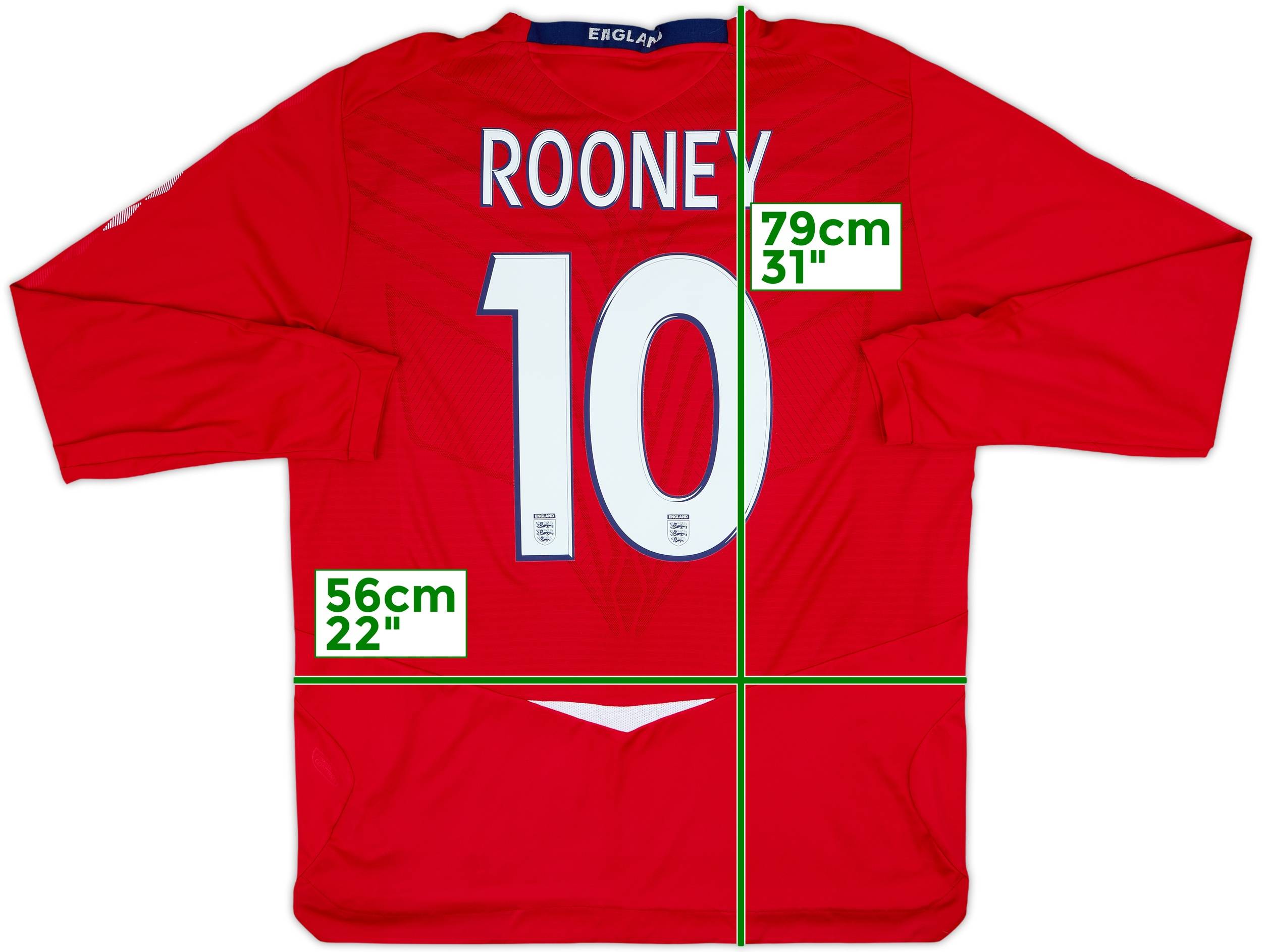 2008-10 England Away L/S Shirt Rooney #10 - 9/10 - (XL)