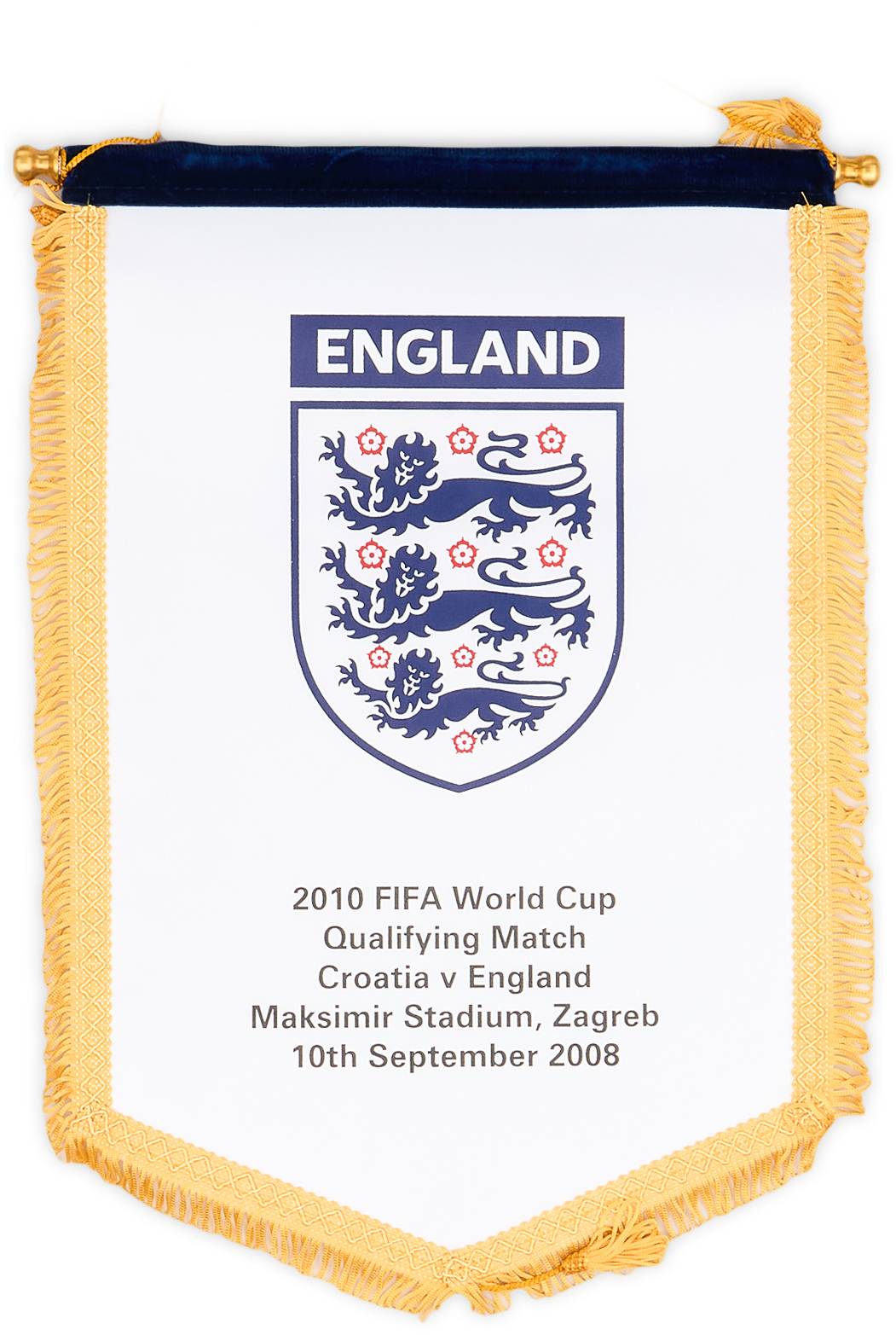 2008 England Match Pennant World Cup 2010 Qualifier (v Croatia)