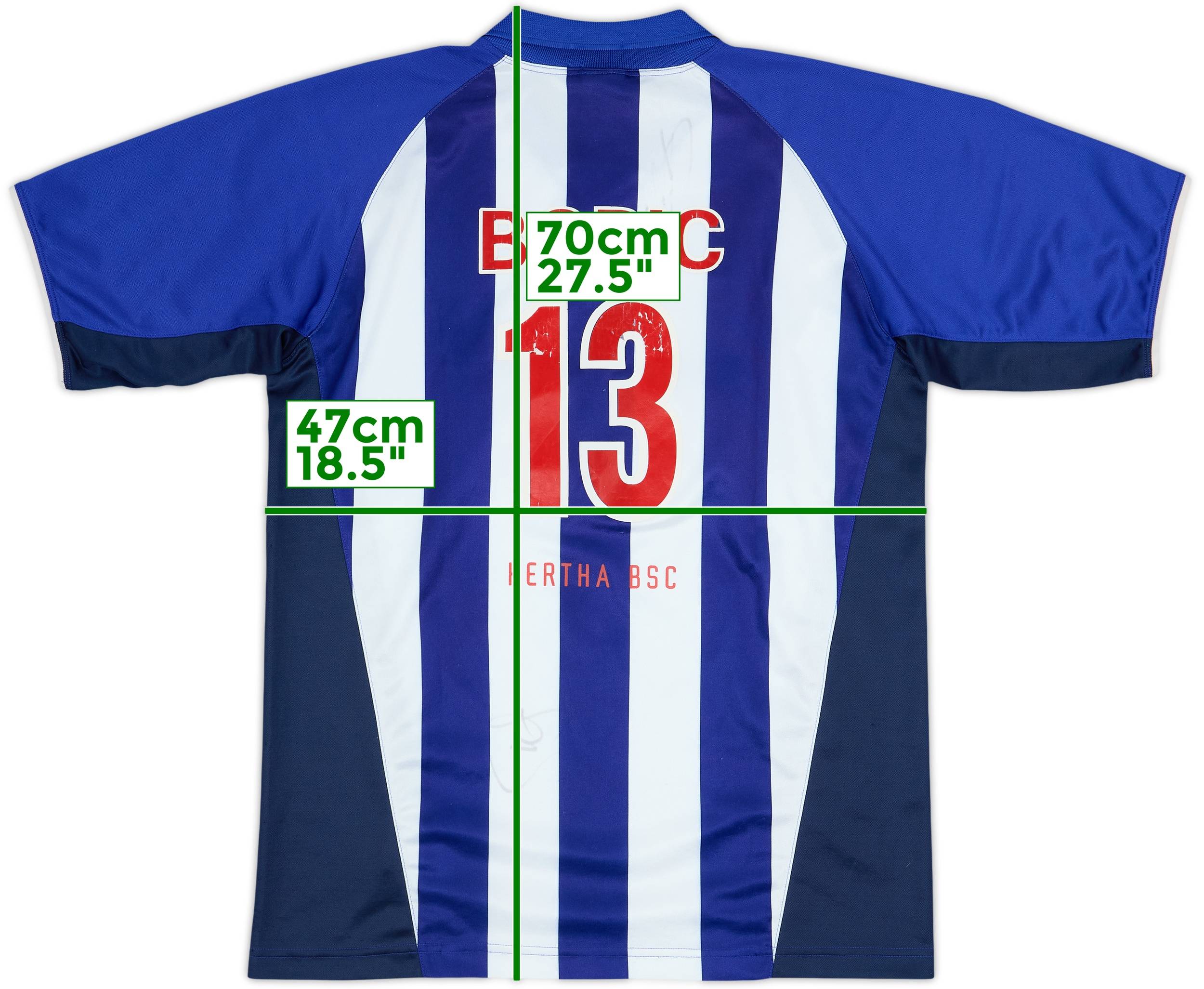2003-04 Hertha Berlin Signed Home Shirt Bobic #13 - 6/10 - (XL.Boys)