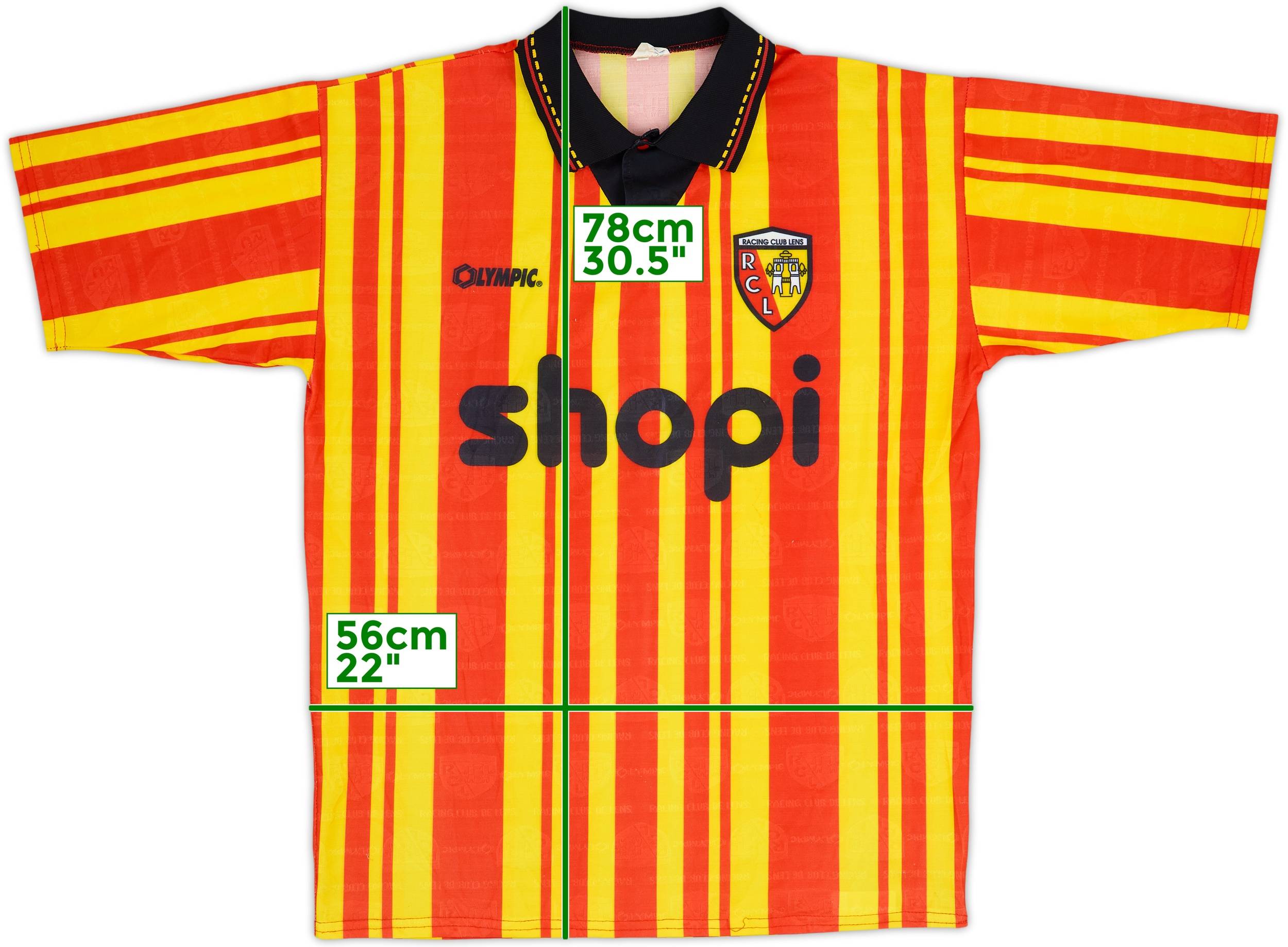OLYMPIC 94-95 ベンフィカユニフォーム 1994-95 RC Lens Home Shirt - 9/10 - (L)