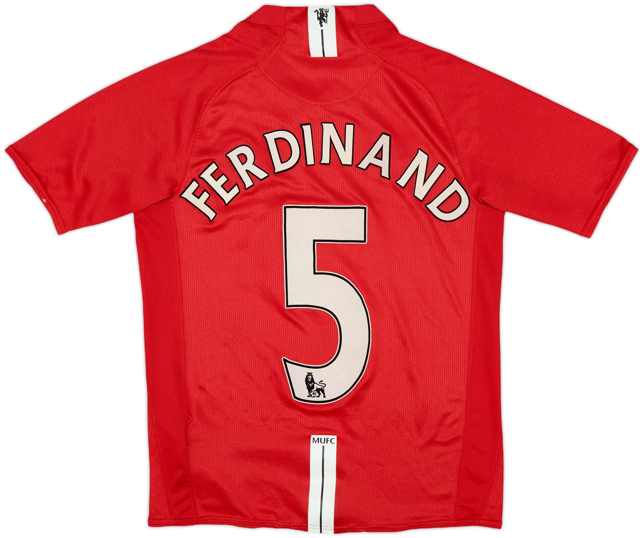 ウェア Manchester United #5 FERDINAND vodafone 2007-09 Manchester United Home Shirt Ferdinand #5 - 8/10 - (XL.Boys)