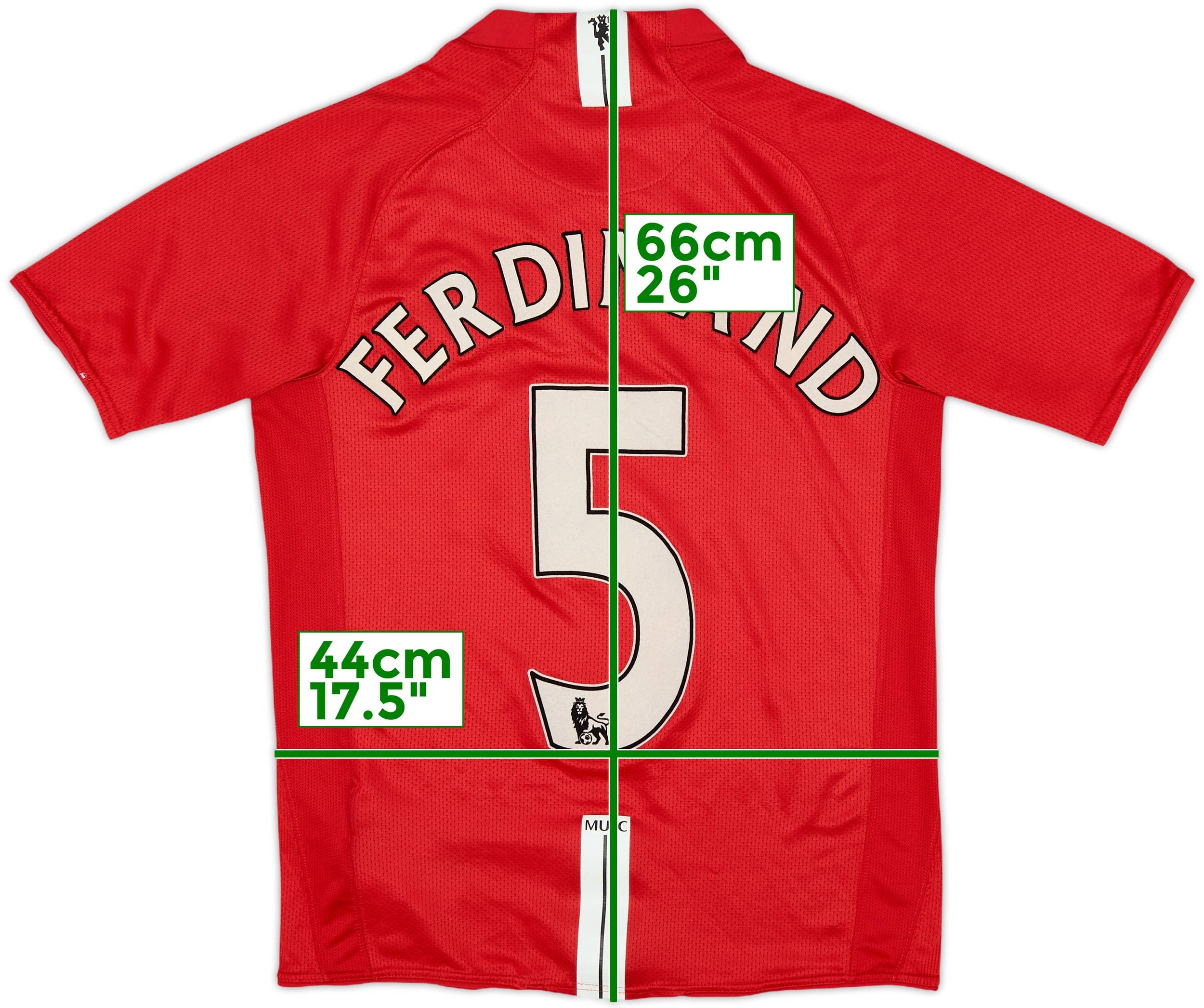 2007-09 Manchester United Home Shirt Ferdinand #5 - 8/10