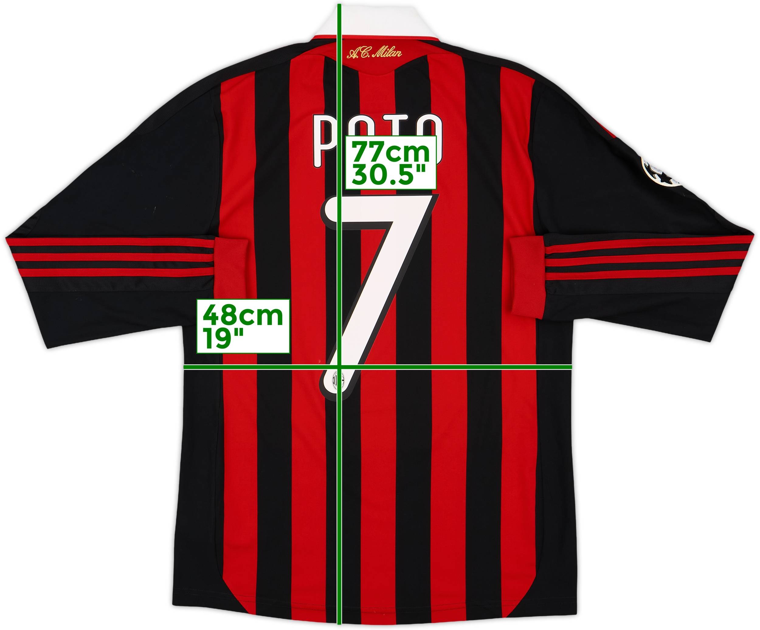2009-10 AC Milan Home L/S Shirt Pato #7 - 8/10 - (S)
