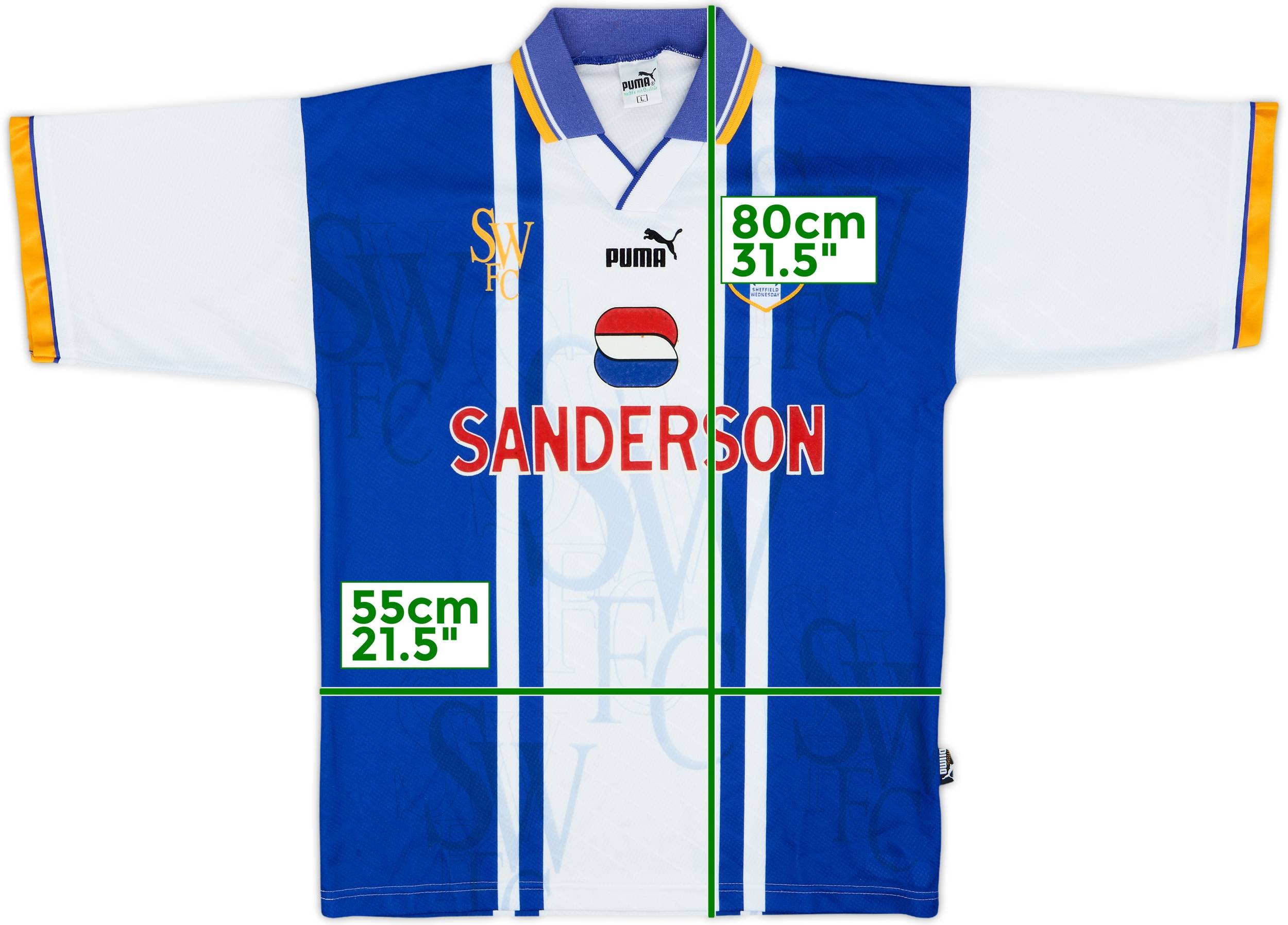 シェフィールドウェンズデー　97-99 ホームユニフォーム　puma SHEFFIELD WEDNESDAY 1997/1998/1999 HOME FOOTBALL SHIRT JERSEY TOP