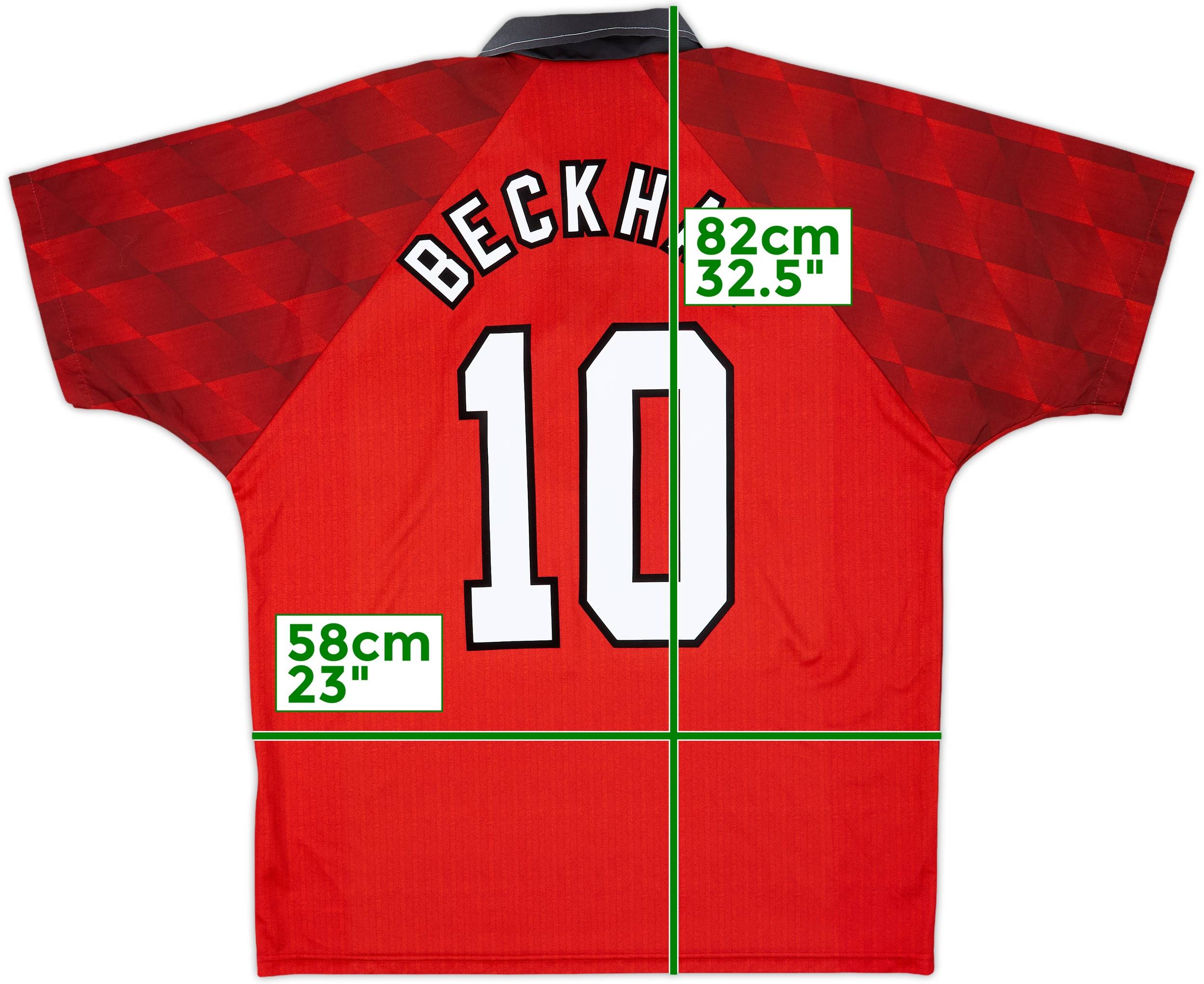 1996-98 Manchester United Home Shirt Beckham #10 - 9/10 - (L)