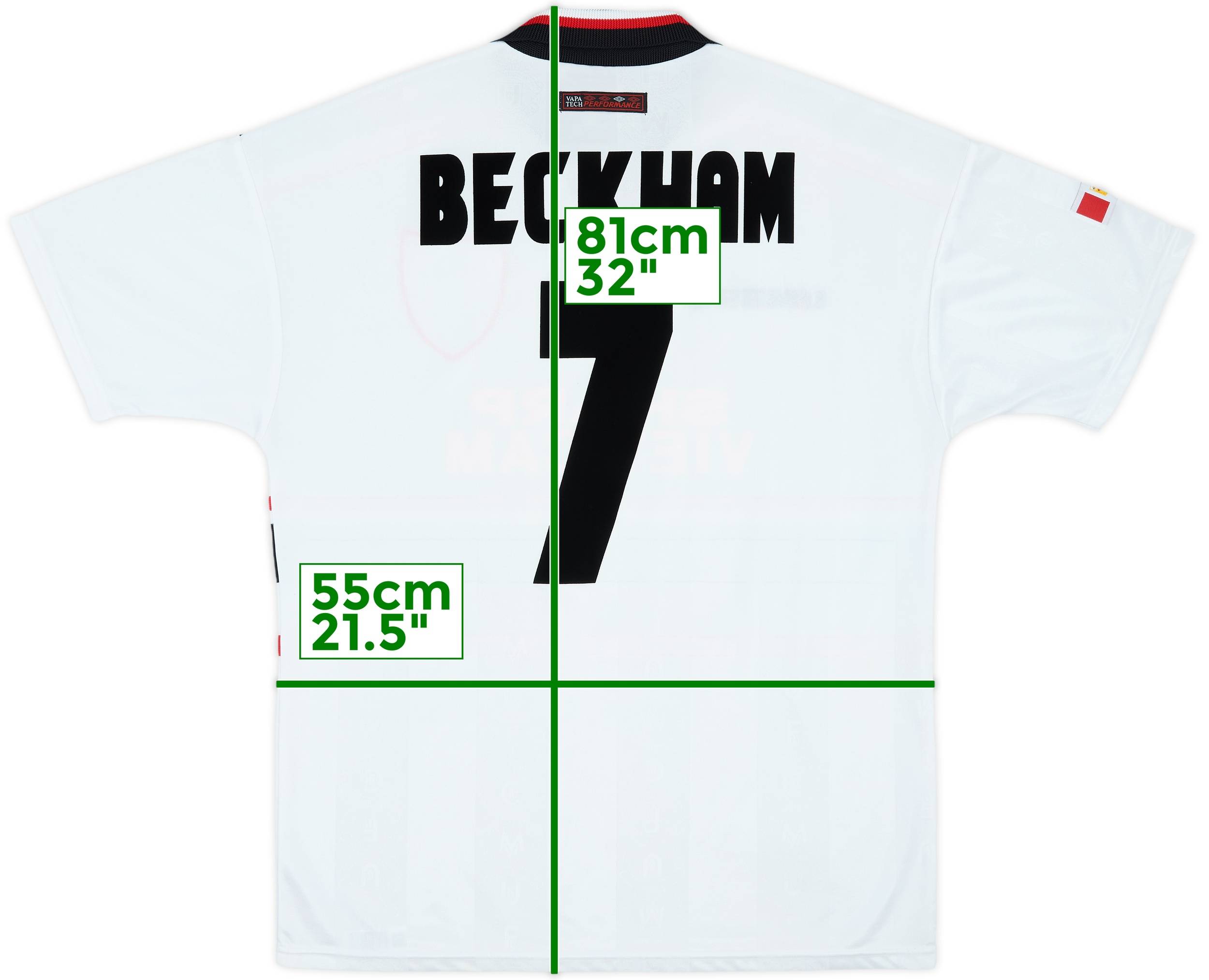 1997-99 Manchester United Away Shirt Beckham #7 - 8/10 - (L)