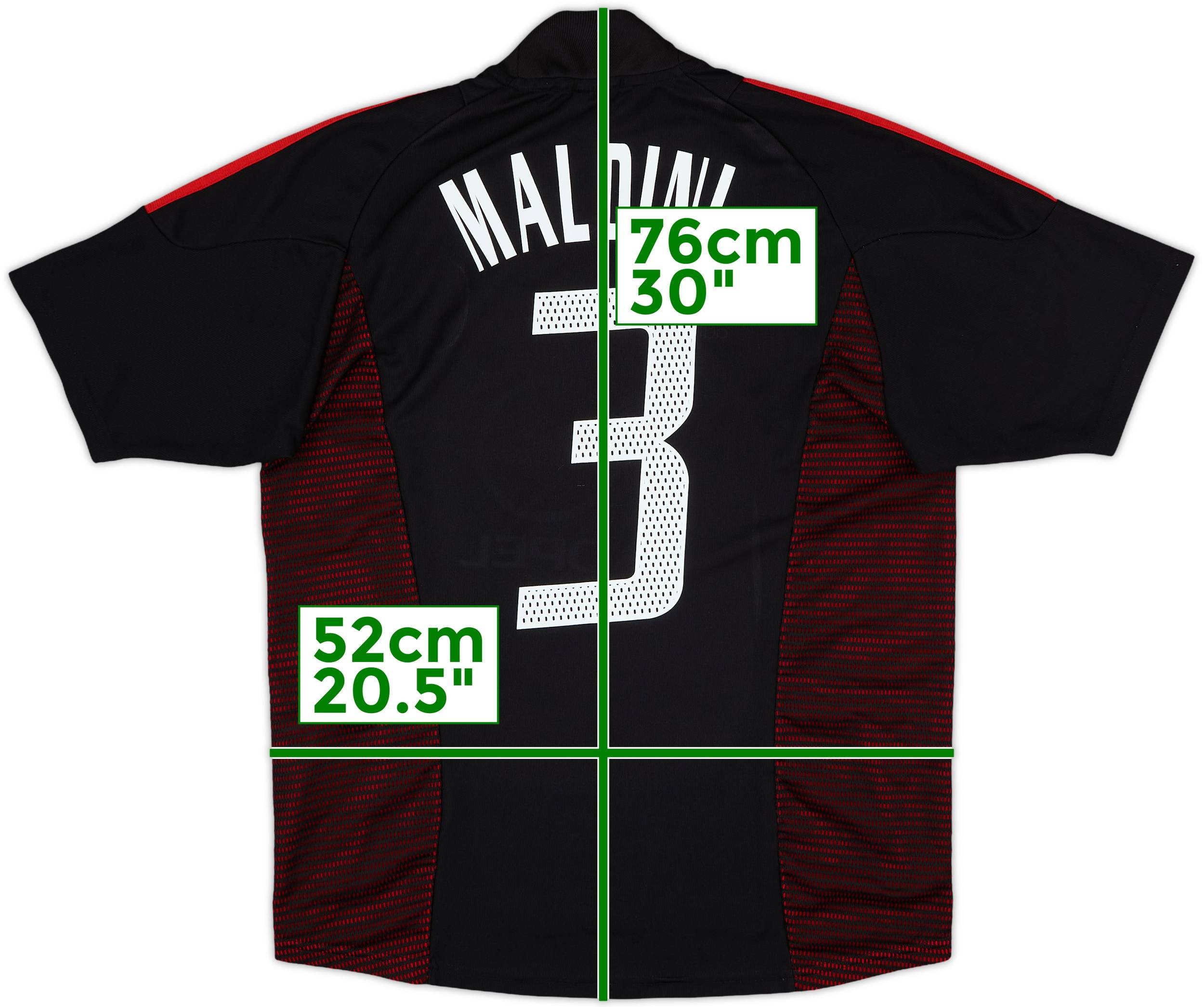 ミラン Milan home ユニフォーム 3 MALDINI 2004-05 AC Milan Home Shirt Maldini #3 - 6/10 - (M)