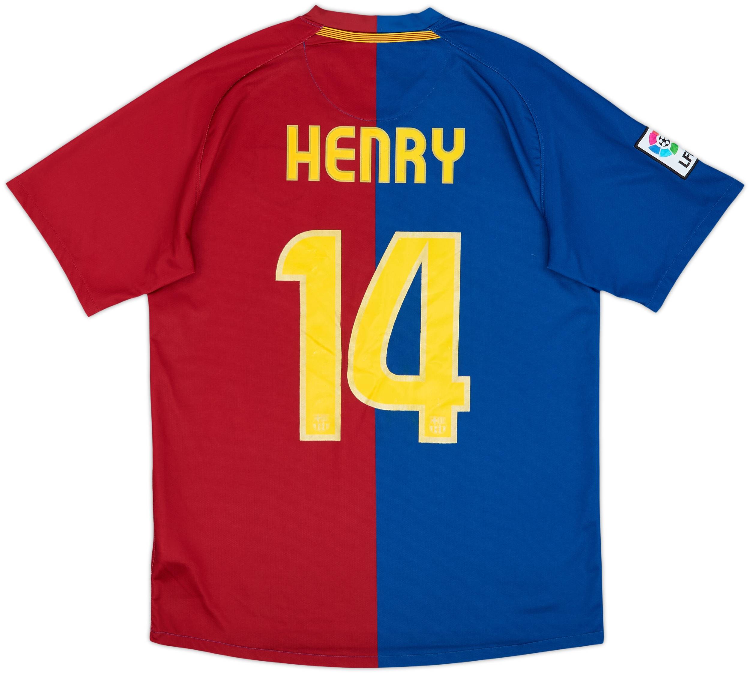 2008-09 Barcelona Home Shirt Henry #14 - 7/10 - (M)