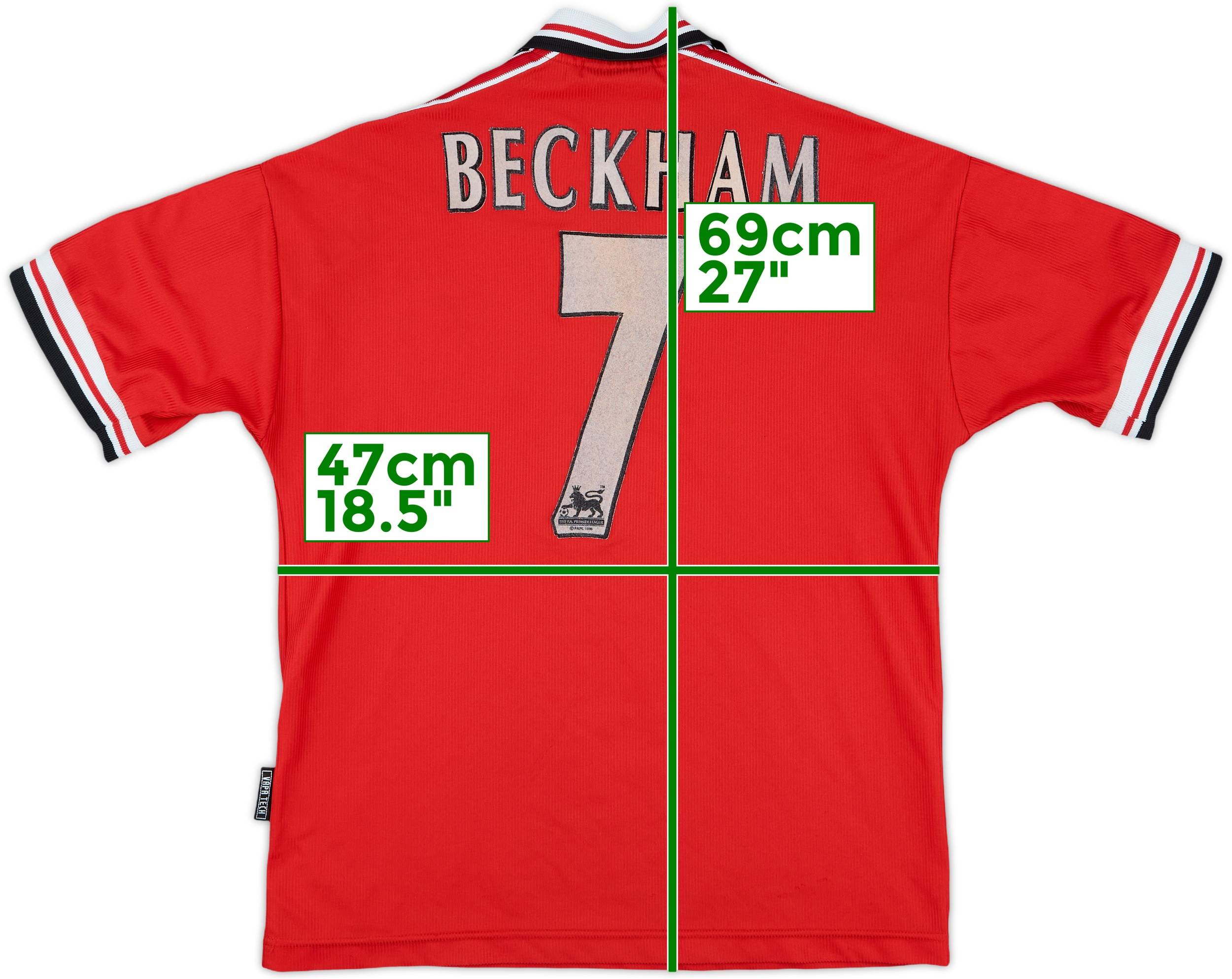 1998-00 Manchester United Home Shirt Beckham #7 - 6/10 - (Y)