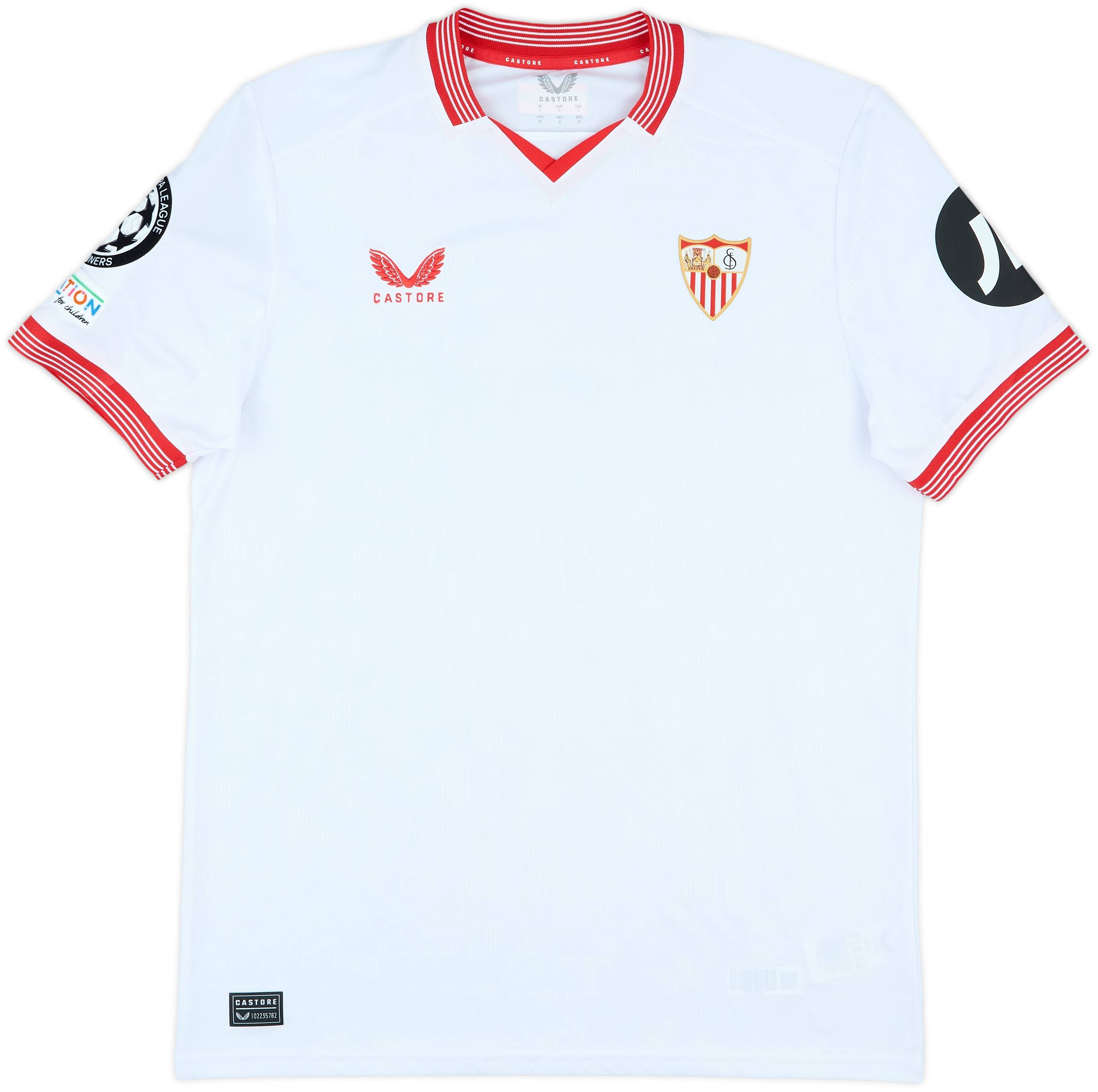ウェア CASTORE Sevilla CL  UNIFORM Ocampos 2023-24 Sevilla Match Issue Champions League Home Shirt L.Ocampos #5