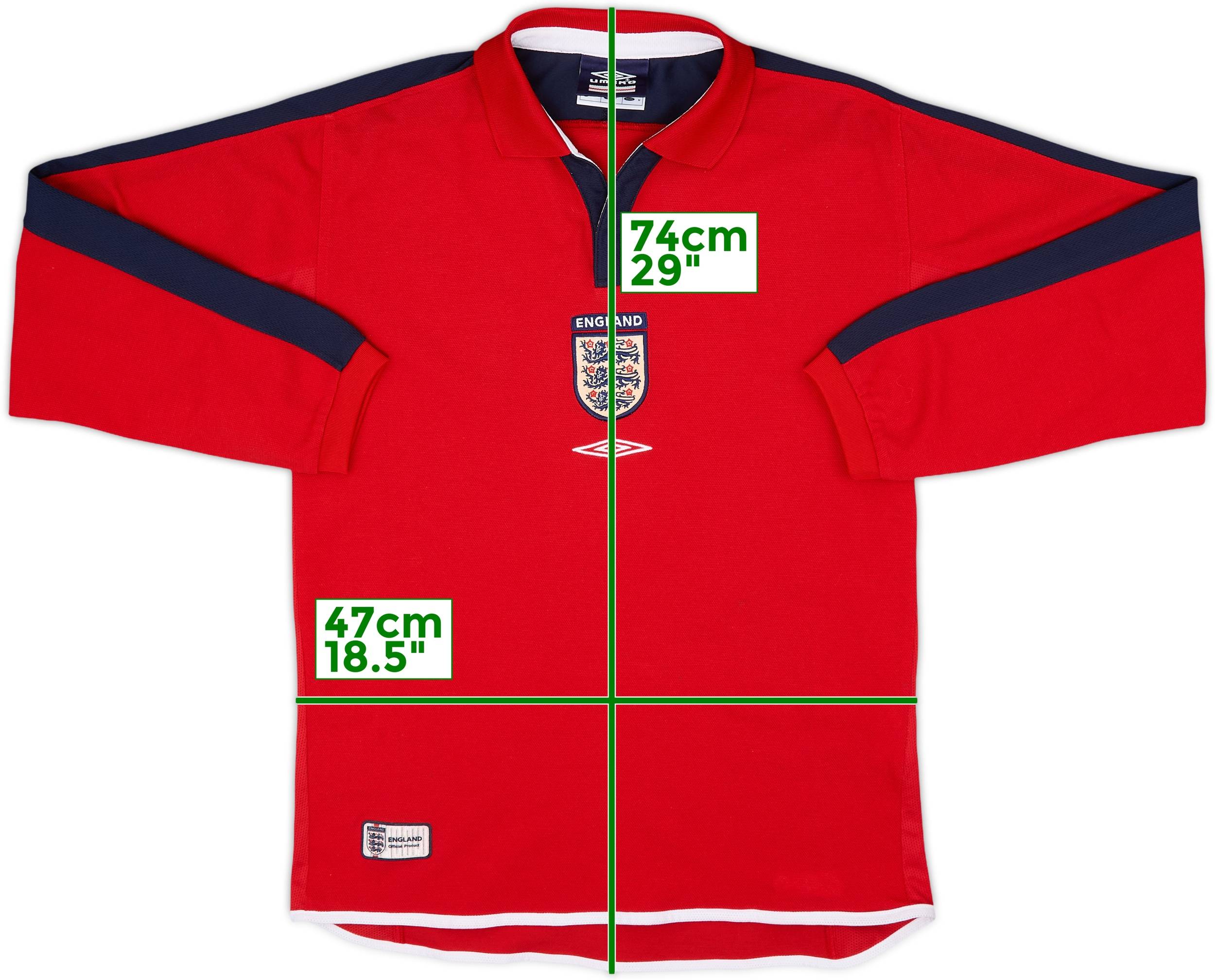 02-04 England UMBRO正規品 2002-04 England Umbro Polo L/S Shirt - 7/10 - (S)