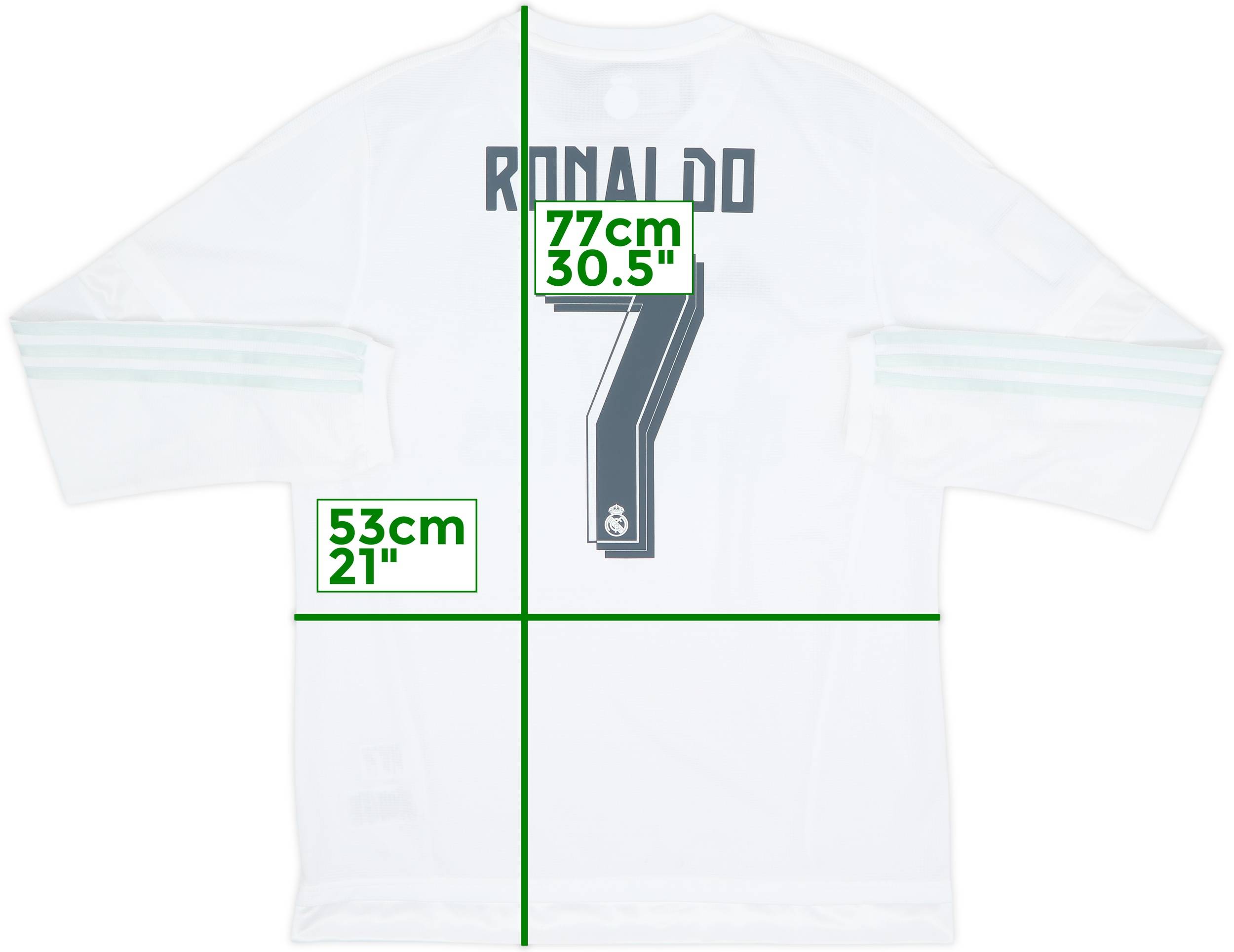 Real Madrid RONALDO 7 長袖シャツ白 Lサイズ MINT Ronaldo #7 Real
