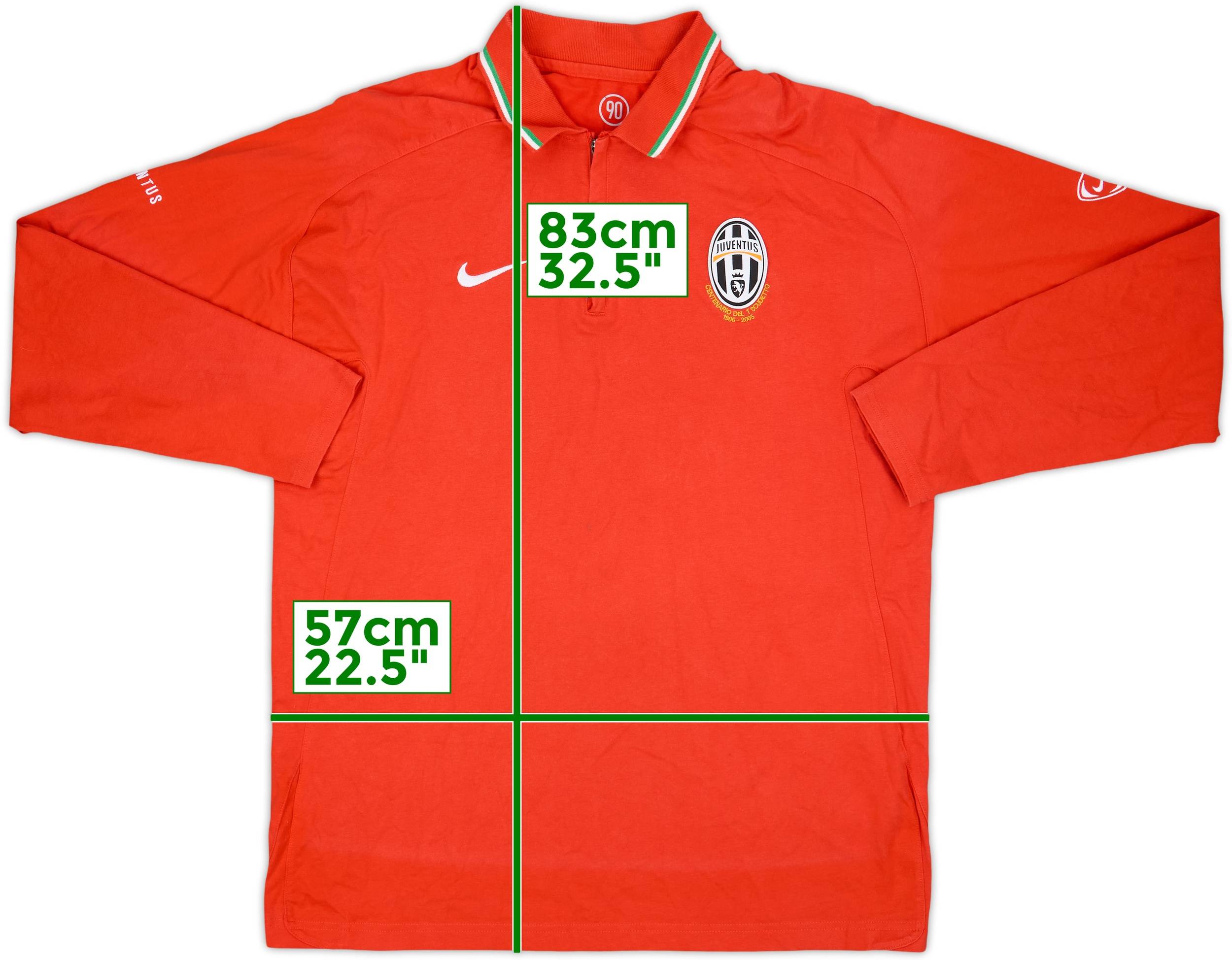 2005-06 Juventus Nike 1/4 Zip Polo L/S Shirt - 9/10 - (L)