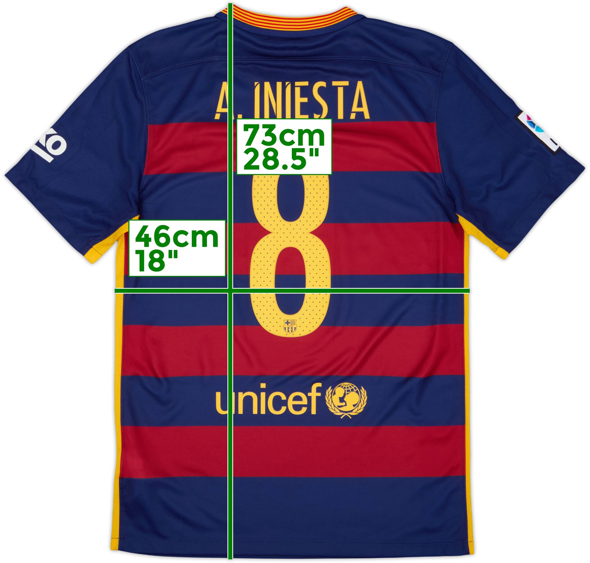 2015-16 Barcelona Home Shirt A.Iniesta #8 - 7/10 - (S)