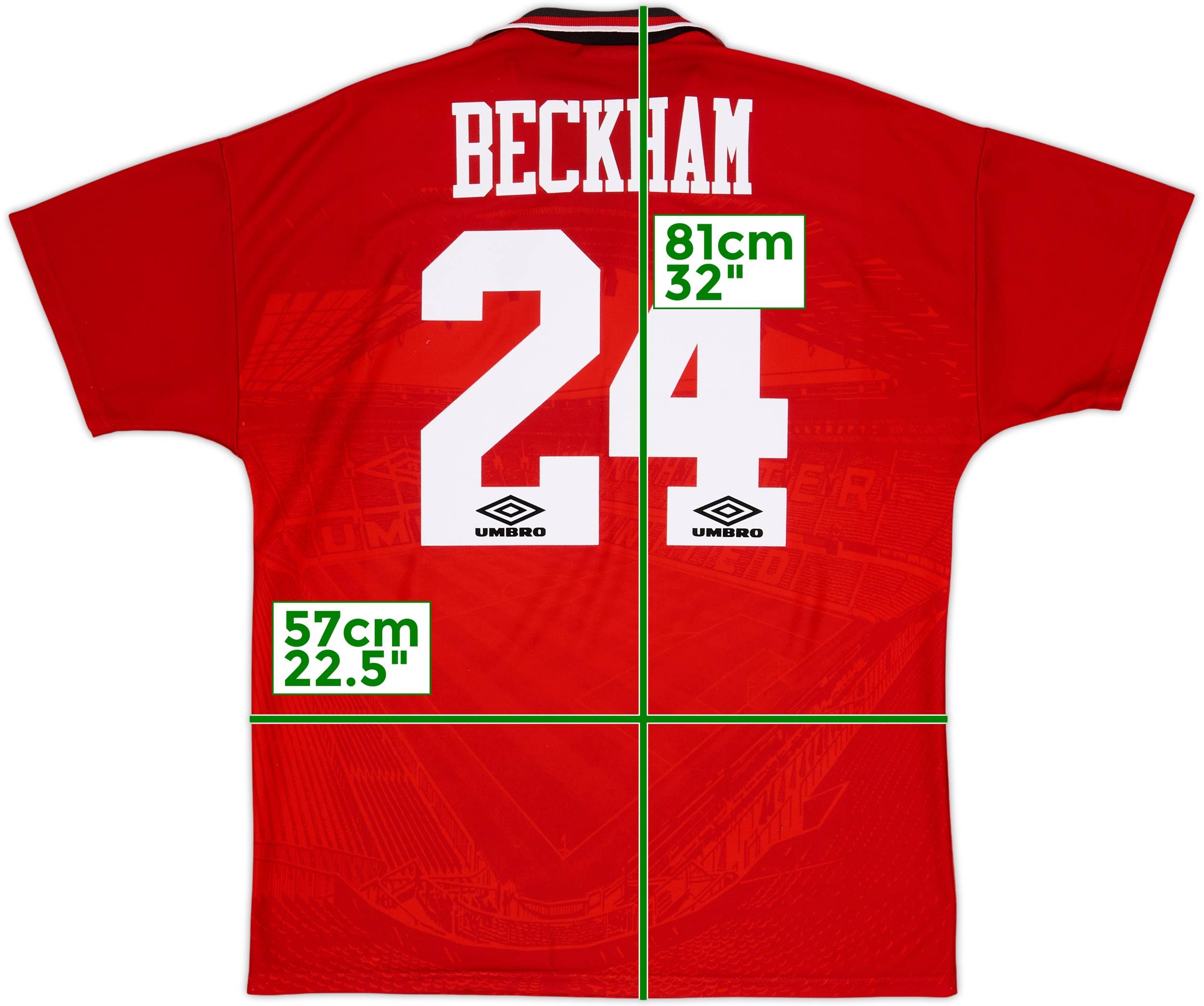 1994-96 Manchester United Home Shirt Beckham #24 - 8/10 - (XL)