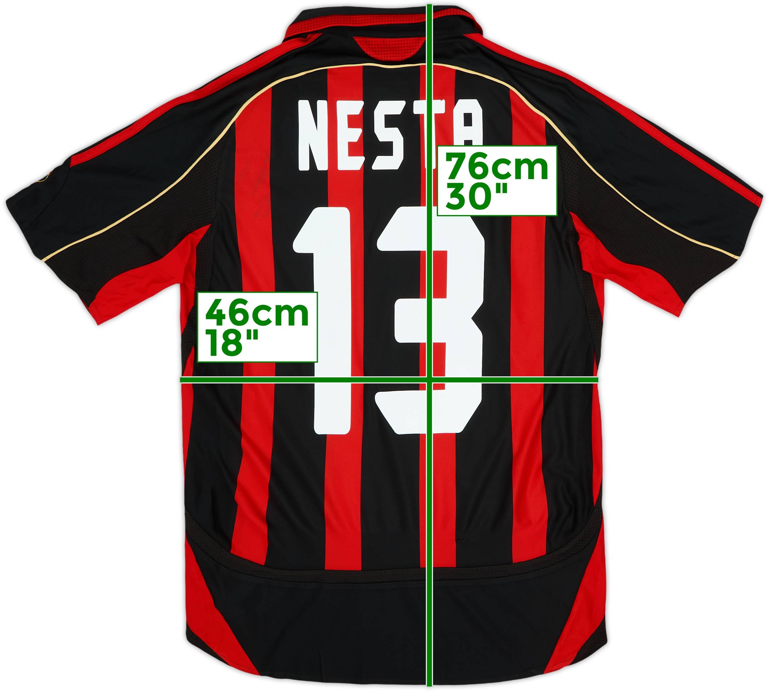 2006-07 AC Milan Home Shirt Nesta #13 - 6/10 - (S)