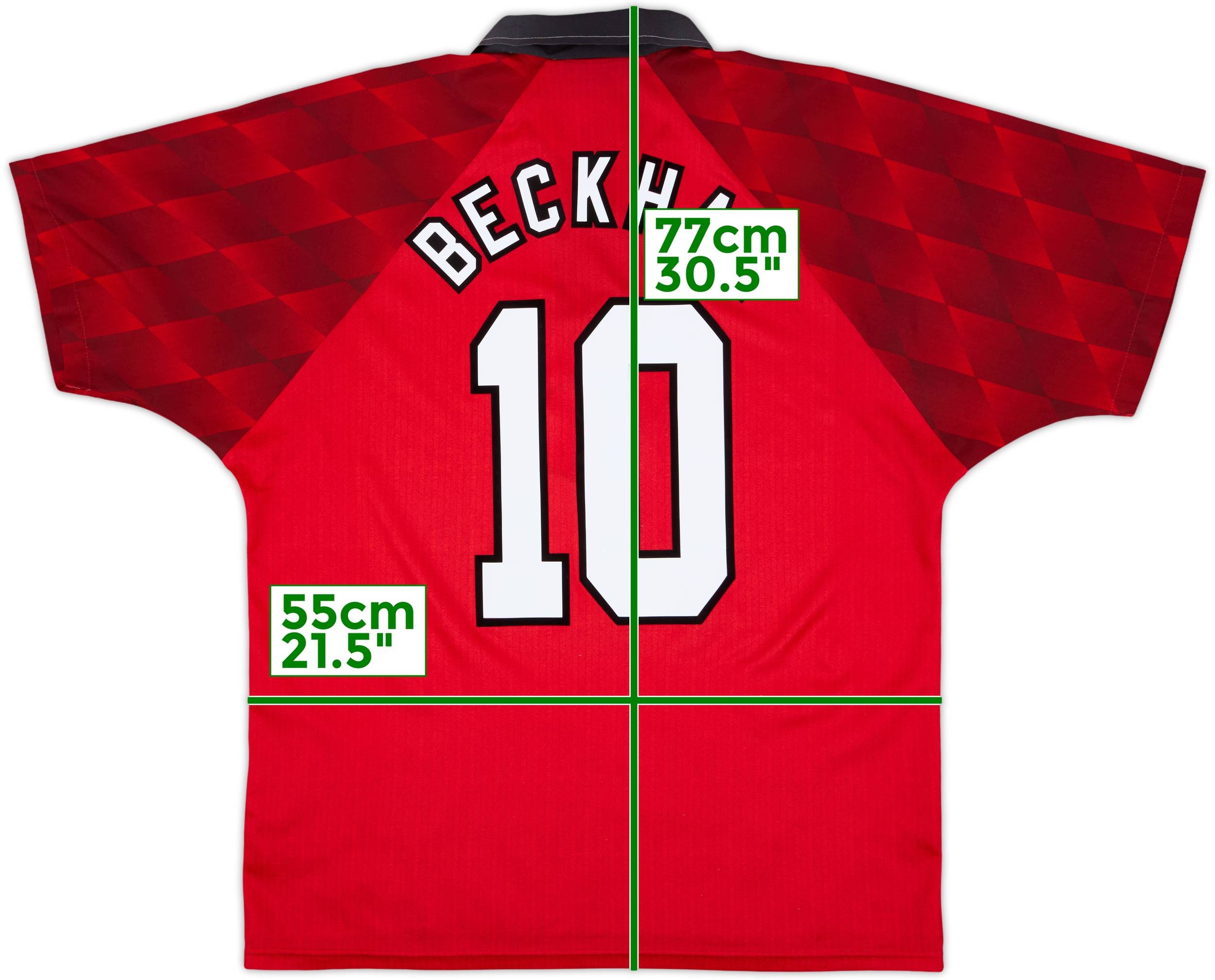 1996-98 Manchester United Home Shirt Beckham #10 - 8/10 - (L)