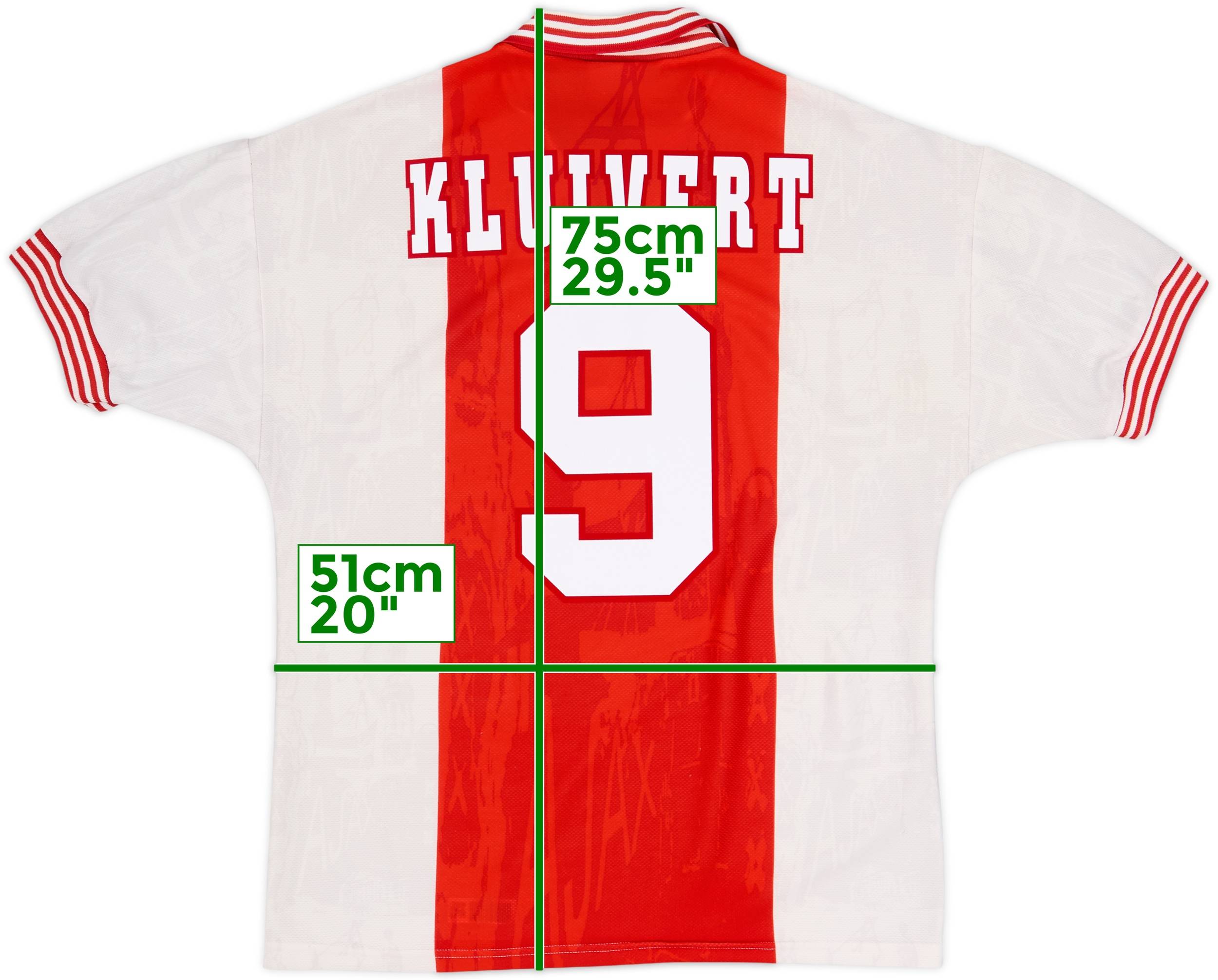 1996-97 Ajax Home Shirt Kluivert #9 - 8/10 - (M)