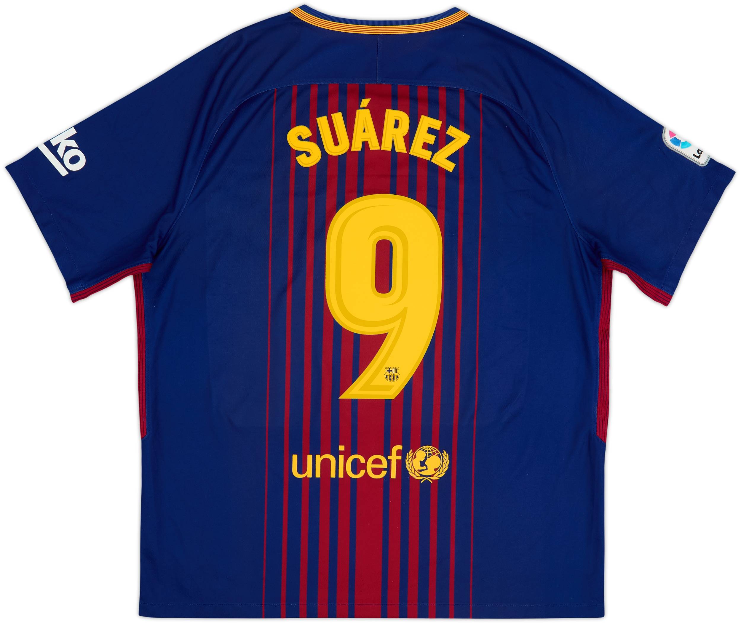 2017-18 Barcelona Home Shirt Suarez #9 - 7/10 - (XL)
